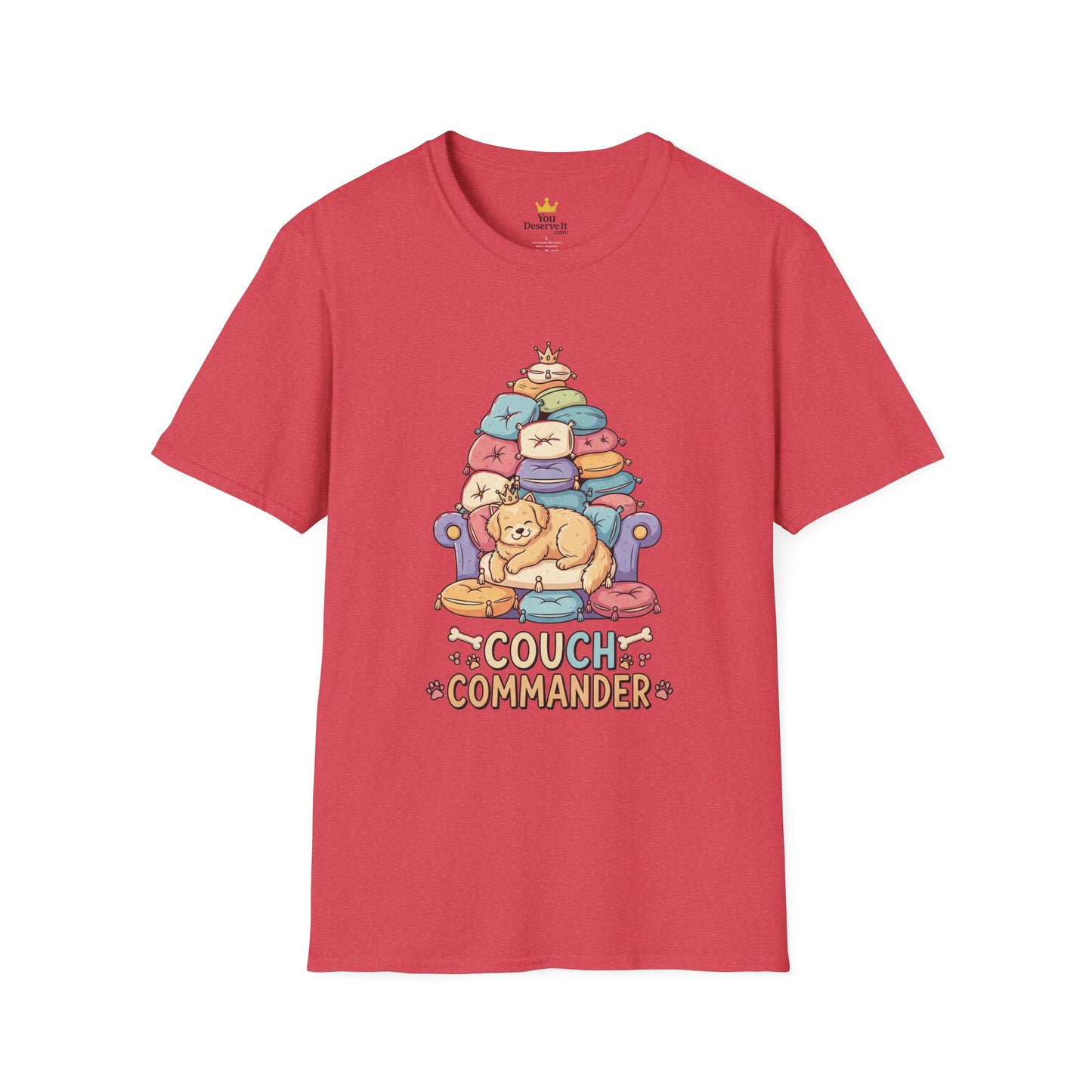 Couch Commander T-Shirt, Funny Pet Lover Tee, Dog Themed Gift, Cozy Everyday Shirt, Humorous Animal Apparel, Relaxation Top
