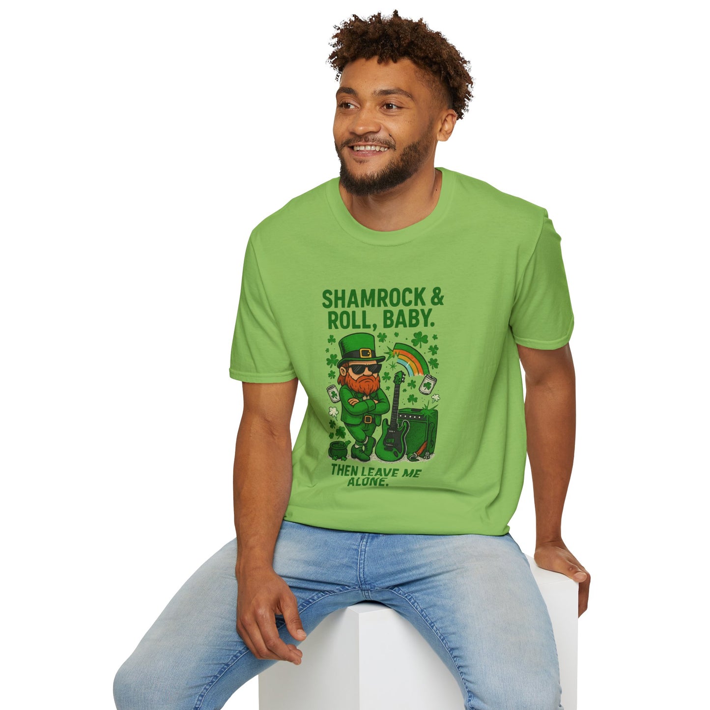 Shamrock & Roll, Baby | St. Patrick's Day T-Shirt | Funny Leprechaun Rock Shirt, Irish Music Humor, Anti-Social St. Paddy's Tee