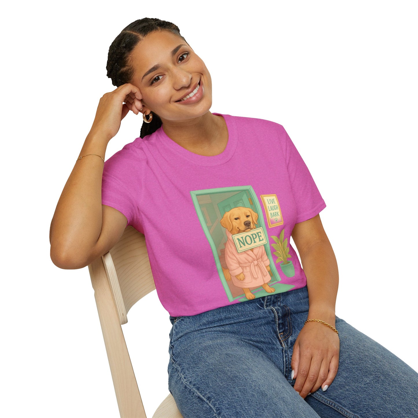Smug Retriever "NOPE" Tee | Polite but Firm Gatekeeping Vibes, Pet Lover Gift, Animal Humor Tee, Casual Wear, Dog-Themed Apparel