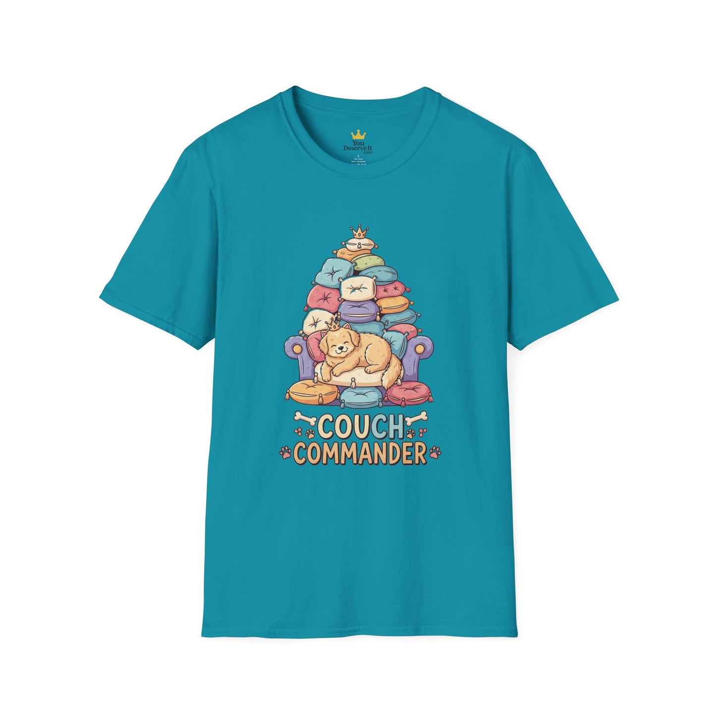 Couch Commander T-Shirt, Funny Pet Lover Tee, Dog Themed Gift, Cozy Everyday Shirt, Humorous Animal Apparel, Relaxation Top