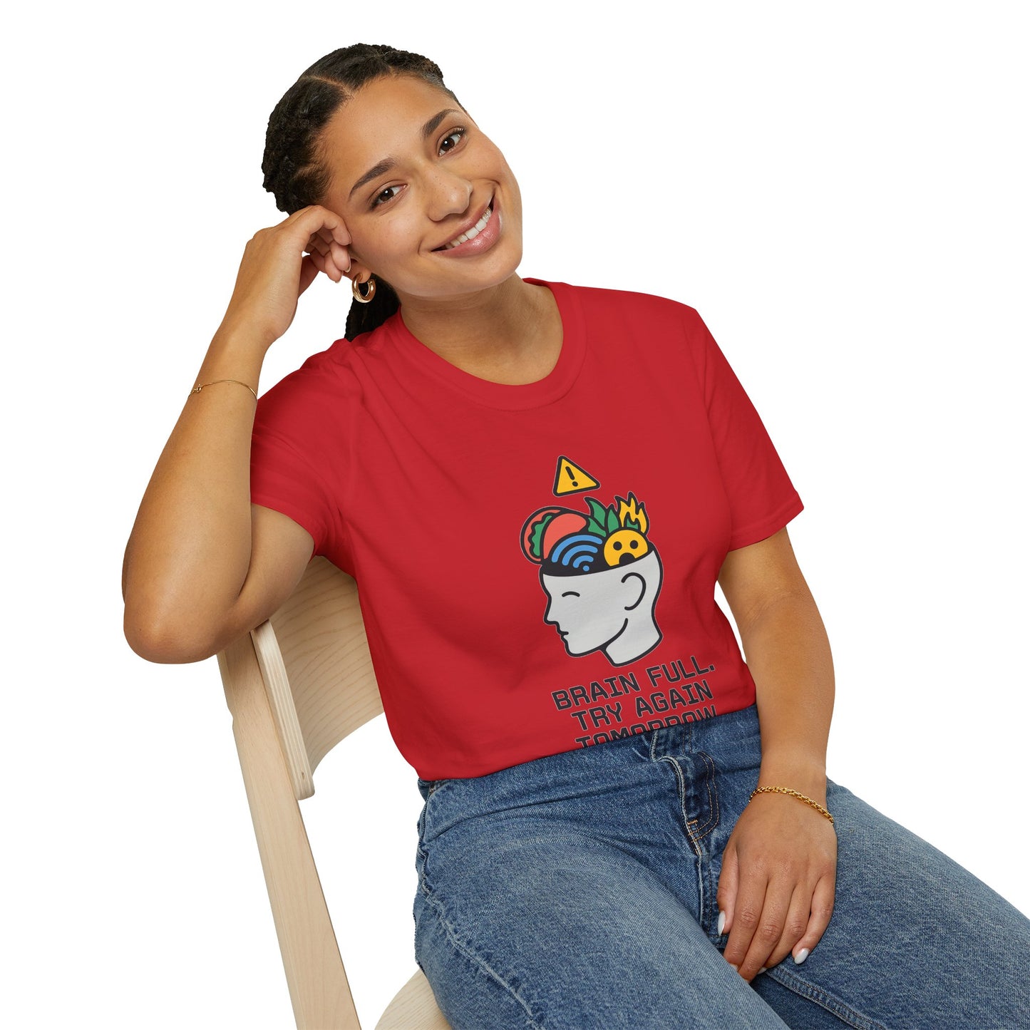Brain Full Error T-Shirt – Funny Tech Nerd Graphic Tee for Overworked Minds