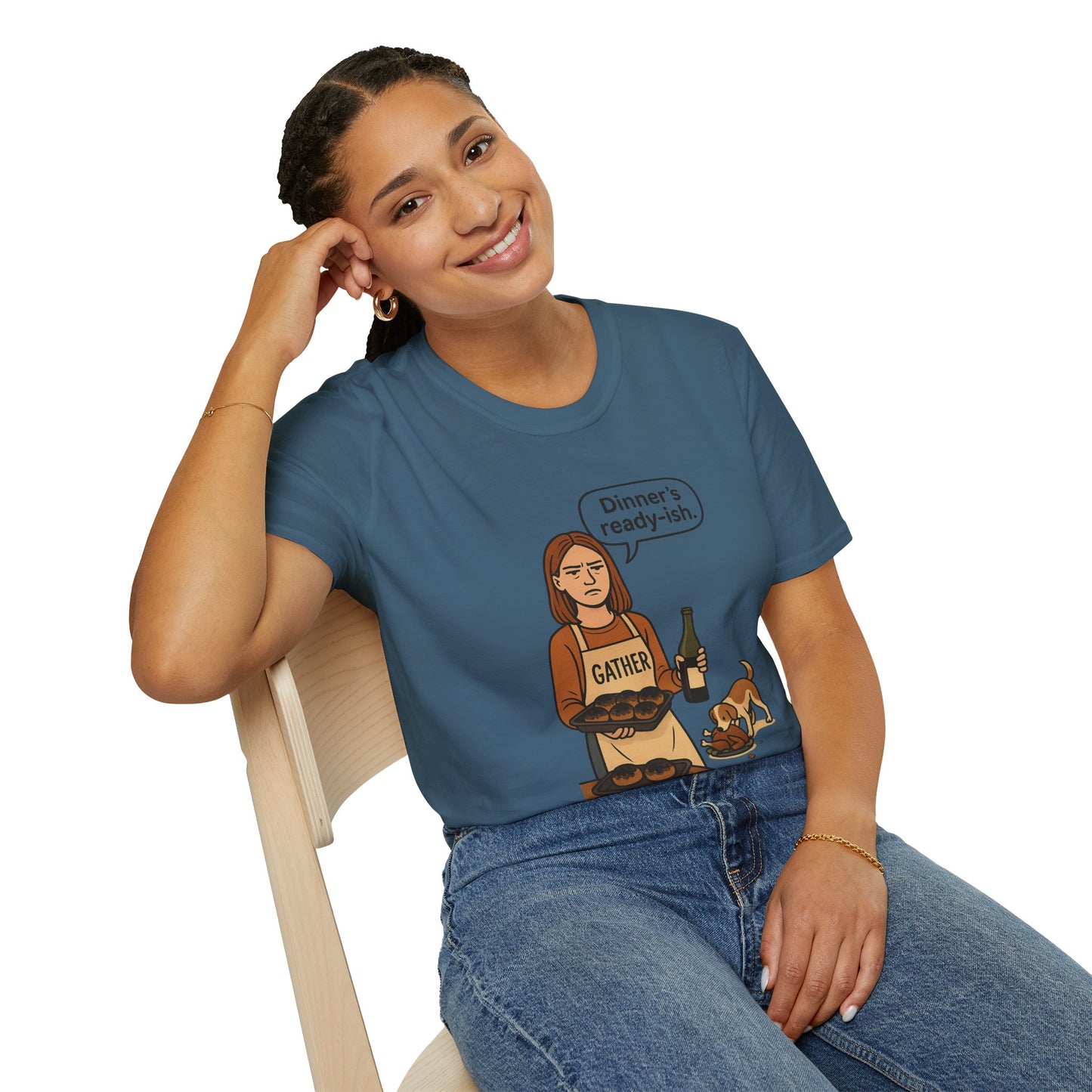 Dinner's Ready-ish | Funny Thanksgiving T-Shirt | Burnt Turkey Tee, Sarcastic Holiday Cooking Shirt, Relatable Family Dinner Humor