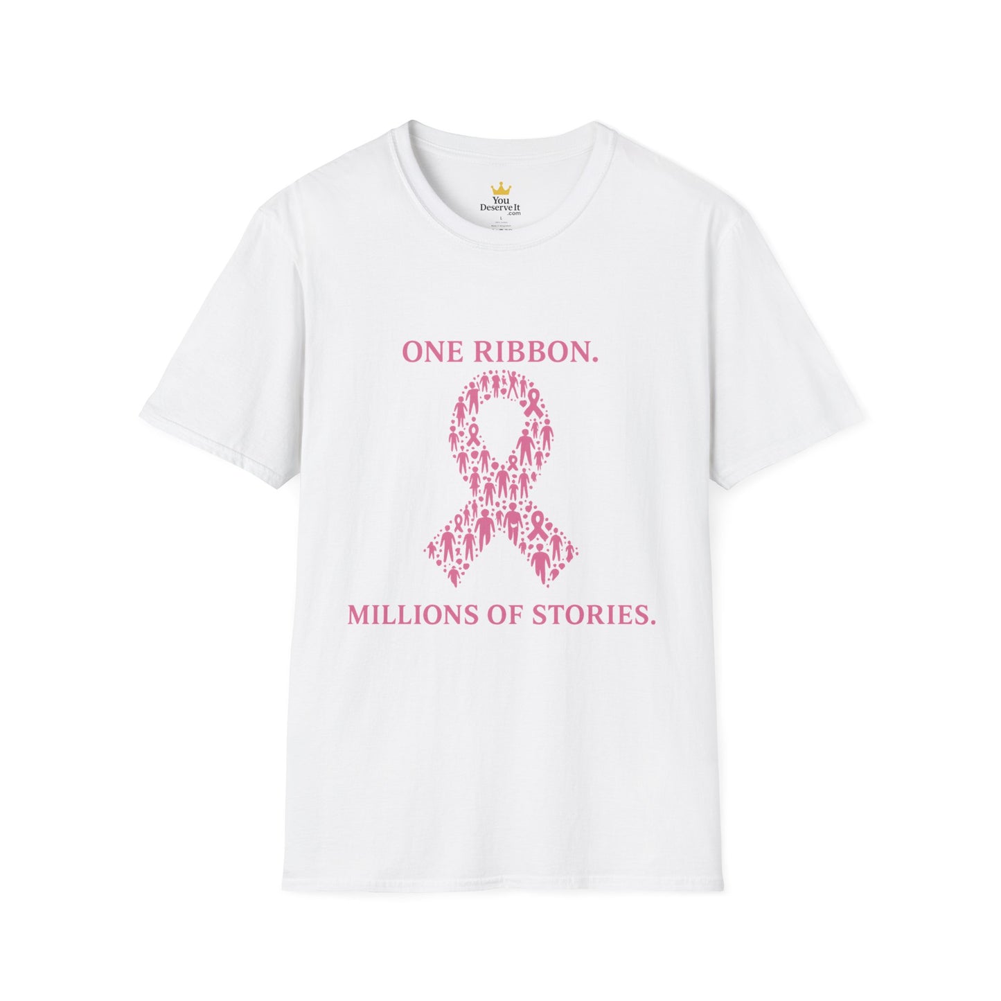 One Ribbon Millions of Stories Shirt | Breast Cancer Awareness Tee with People Silhouette Ribbon