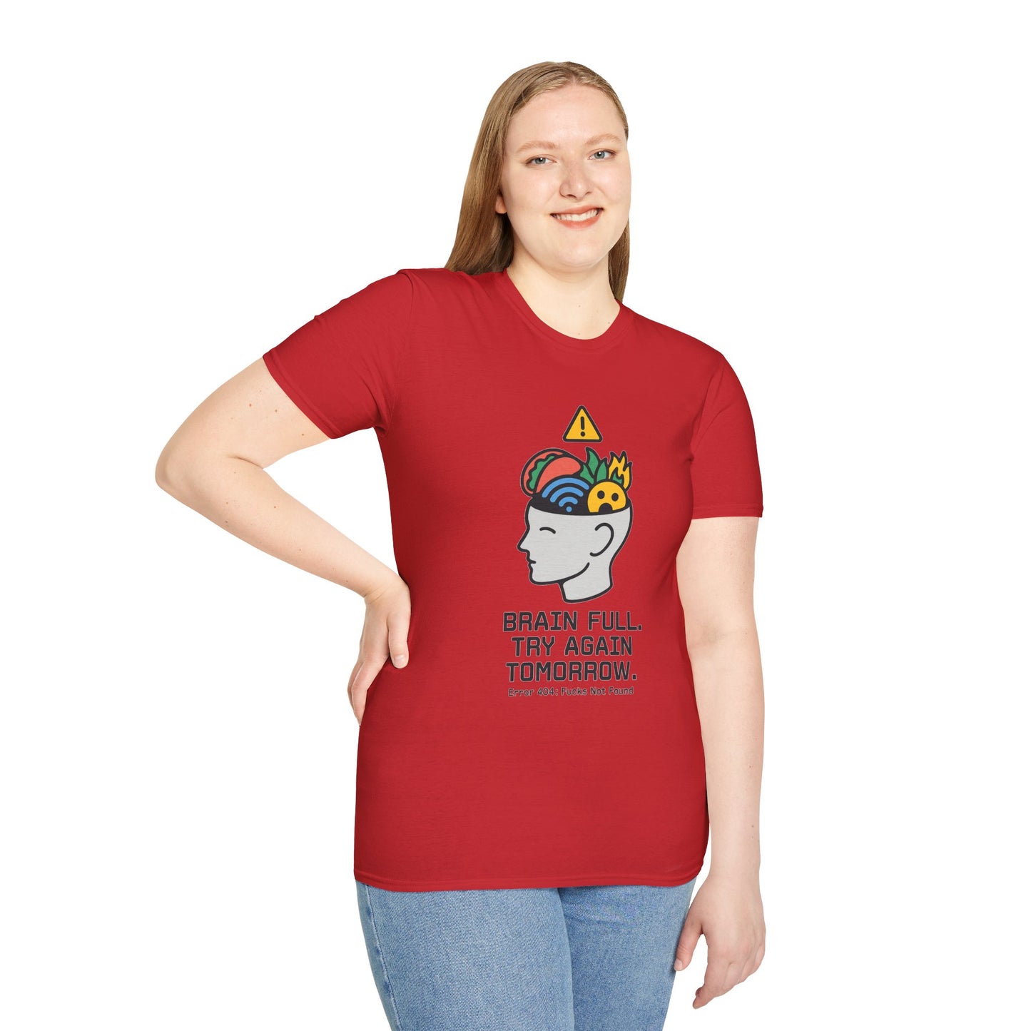 Brain Full Error T-Shirt – Funny Tech Nerd Graphic Tee for Overworked Minds
