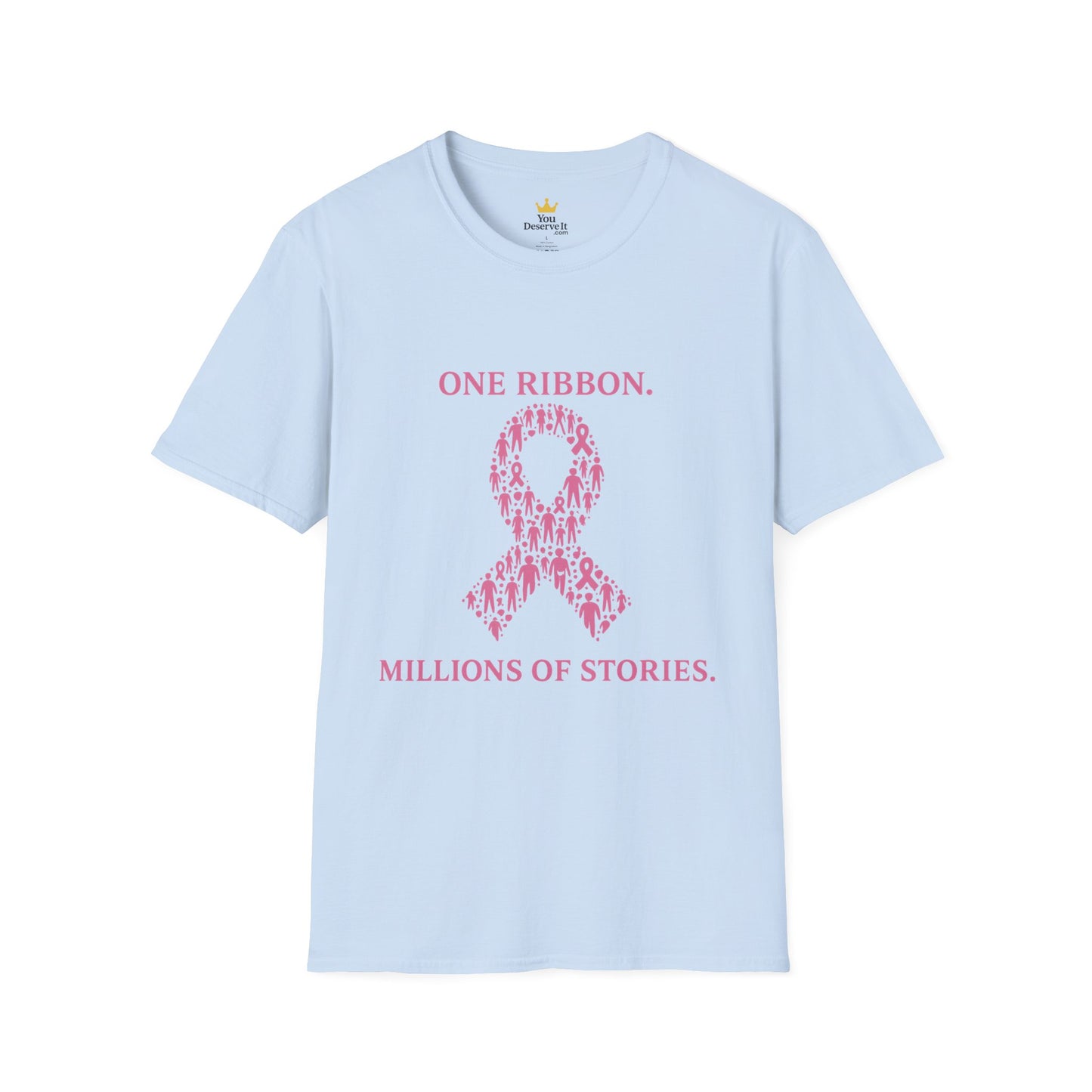 One Ribbon Millions of Stories Shirt | Breast Cancer Awareness Tee with People Silhouette Ribbon
