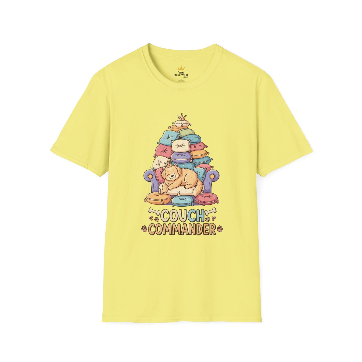 Couch Commander T-Shirt, Funny Pet Lover Tee, Dog Themed Gift, Cozy Everyday Shirt, Humorous Animal Apparel, Relaxation Top