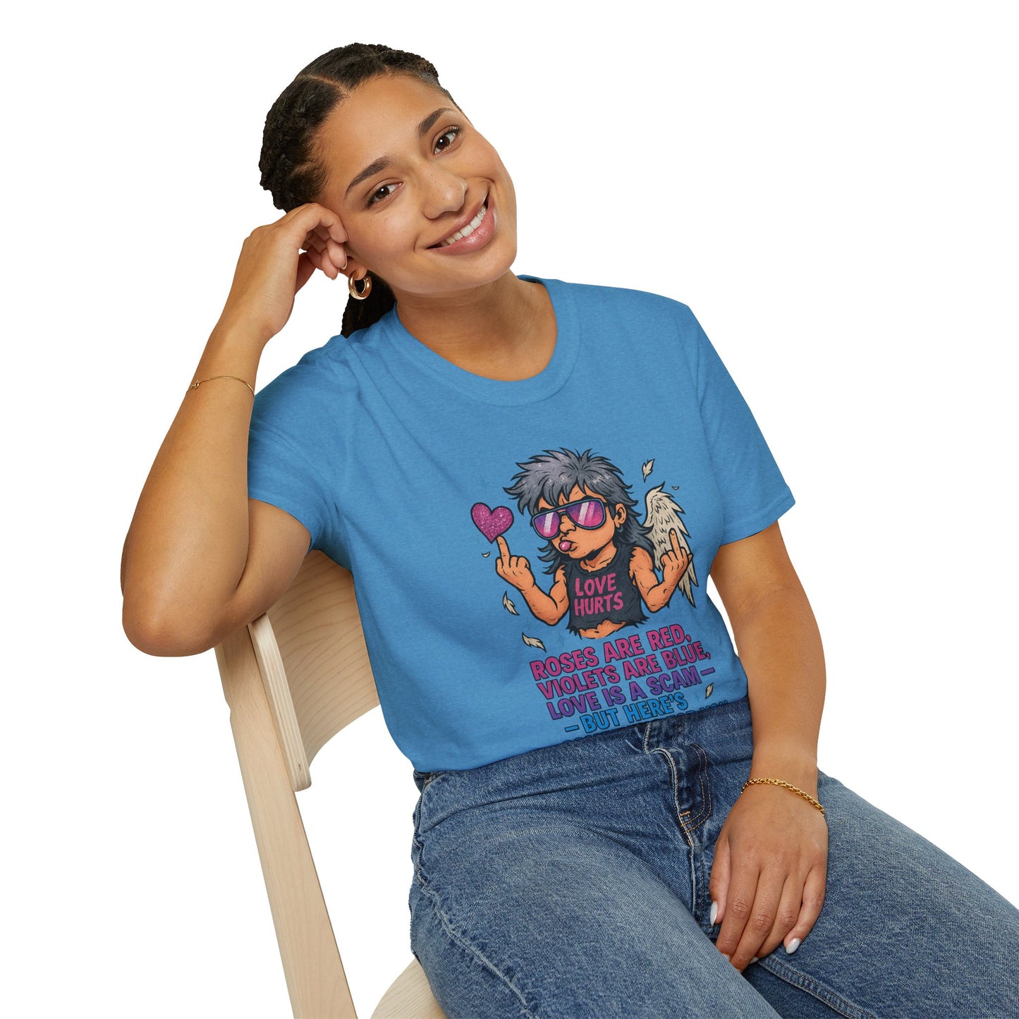 Love Is a Scam | Sarcastic Anti-Valentine's Day Cupid Tee | Funny Unisex T-Shirt