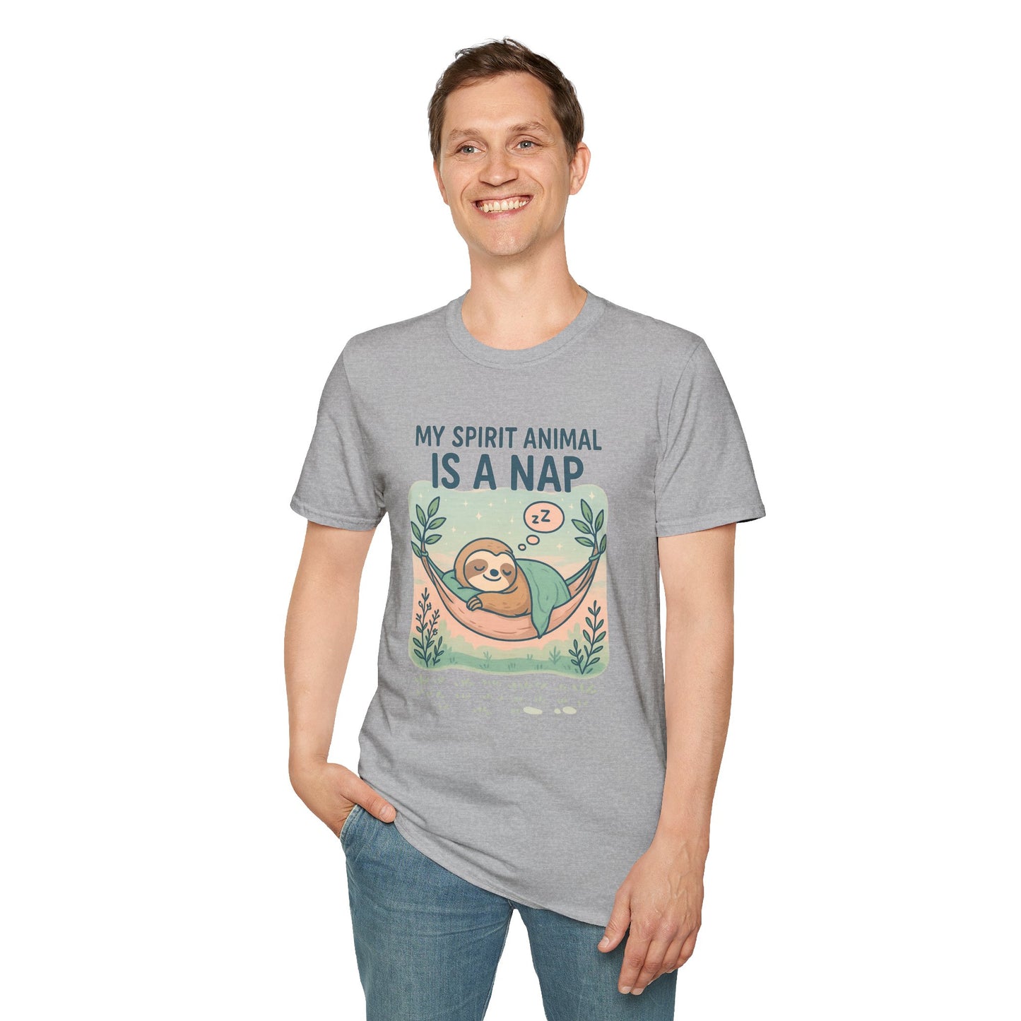 My Spirit Animal Is a Nap T-Shirt | Cute Sleepy Sloth in Hammock Design