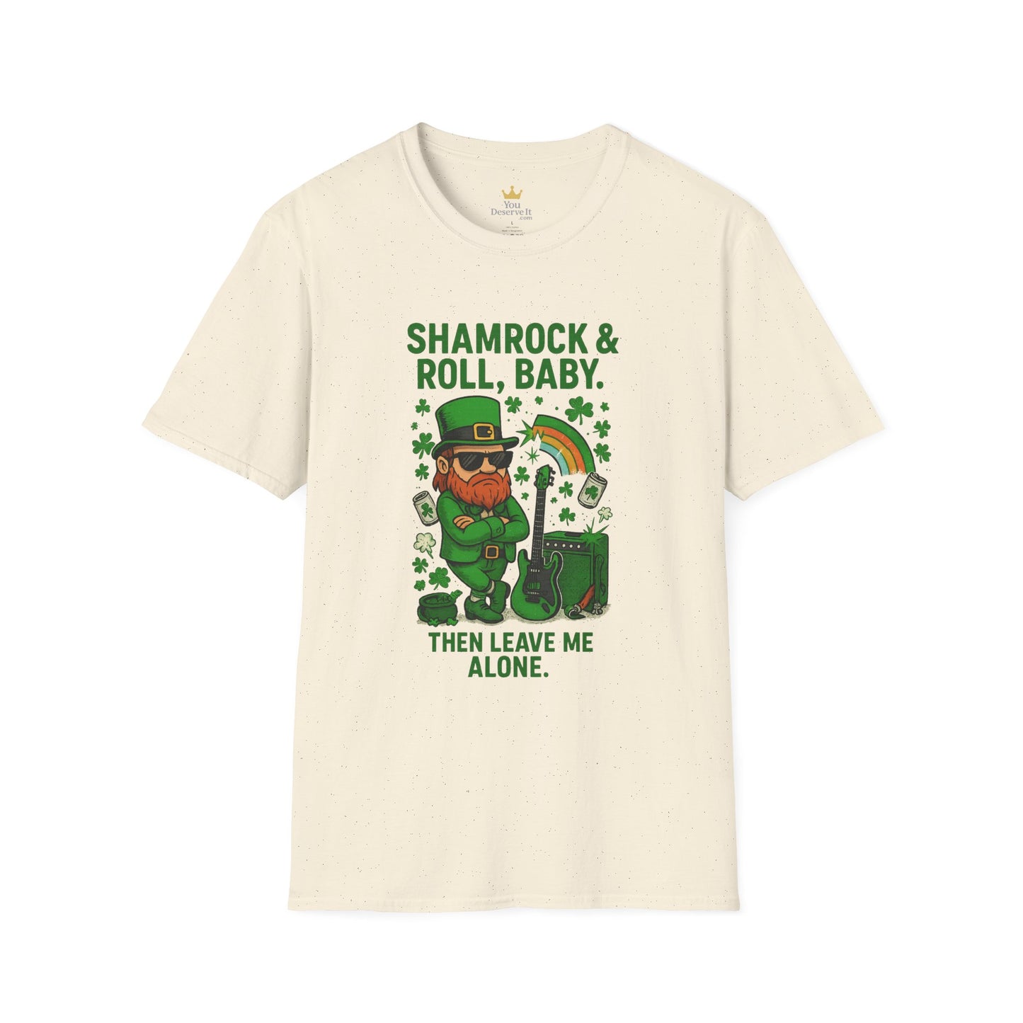 Shamrock & Roll, Baby | St. Patrick's Day T-Shirt | Funny Leprechaun Rock Shirt, Irish Music Humor, Anti-Social St. Paddy's Tee