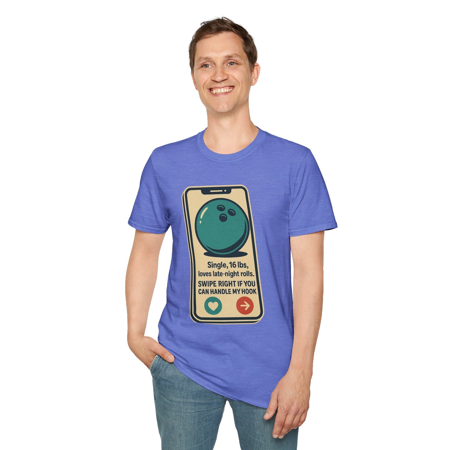 Bowling Ball Dating Profile Funny T-Shirt | Swipe Right If You Can Handle My Hook