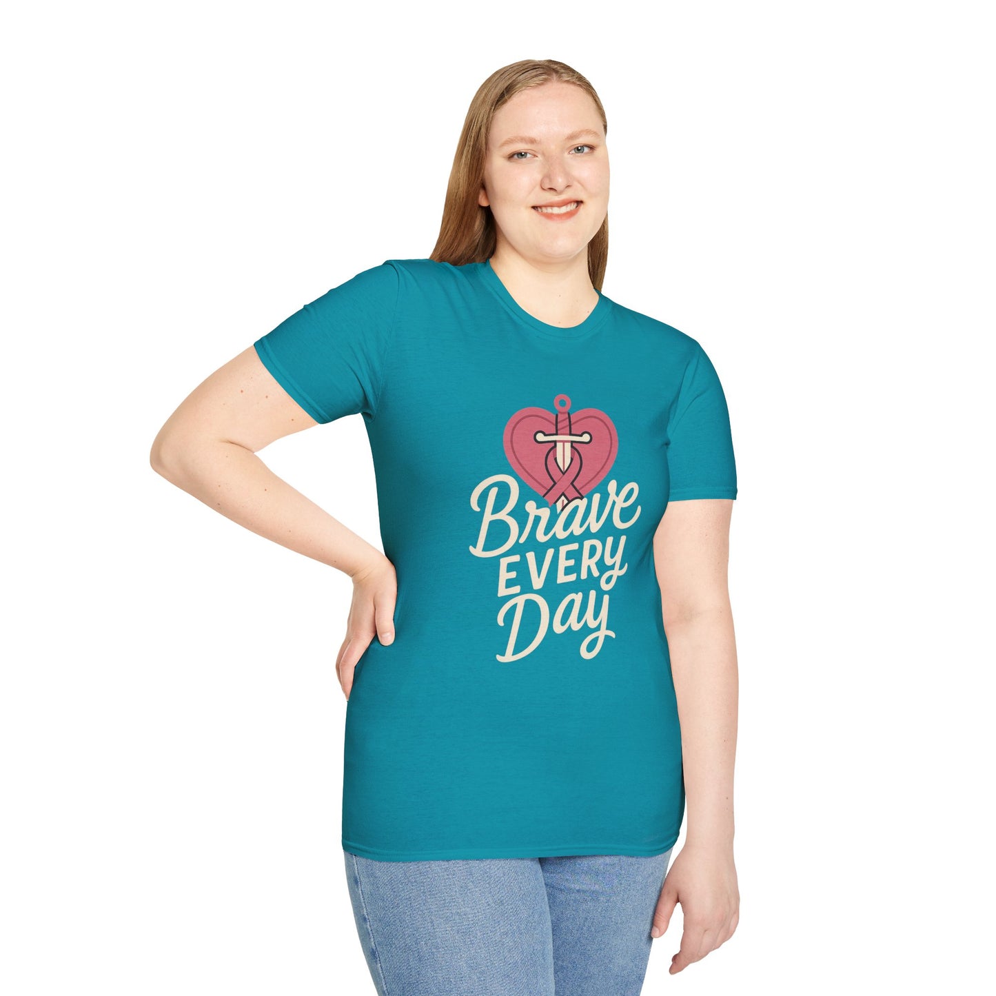 Brave Every Day Shirt | Breast Cancer Awareness Tee with Sword & Ribbon Heart