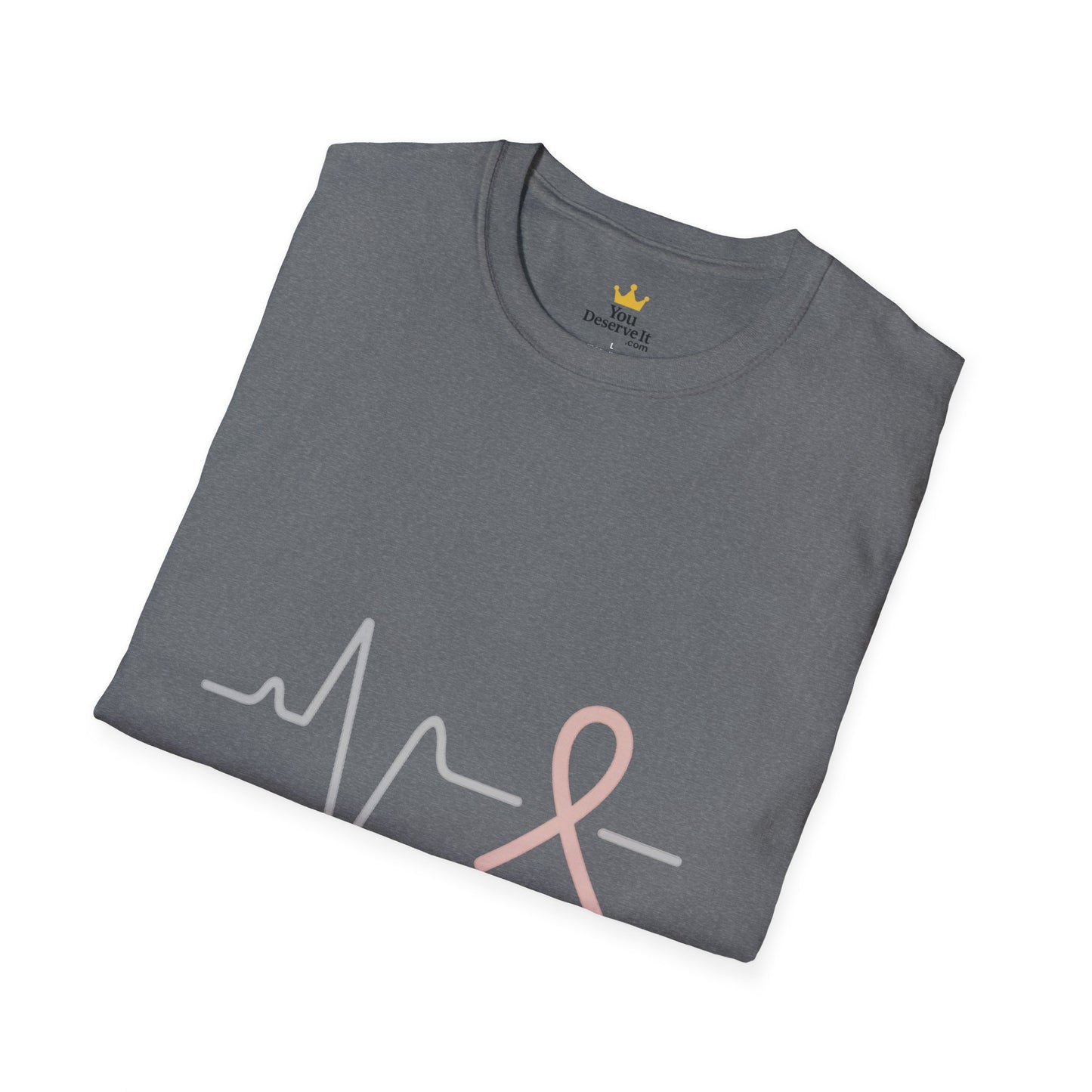 Heartbeat Pink Ribbon T-Shirt | Minimalist Breast Cancer Awareness Tee