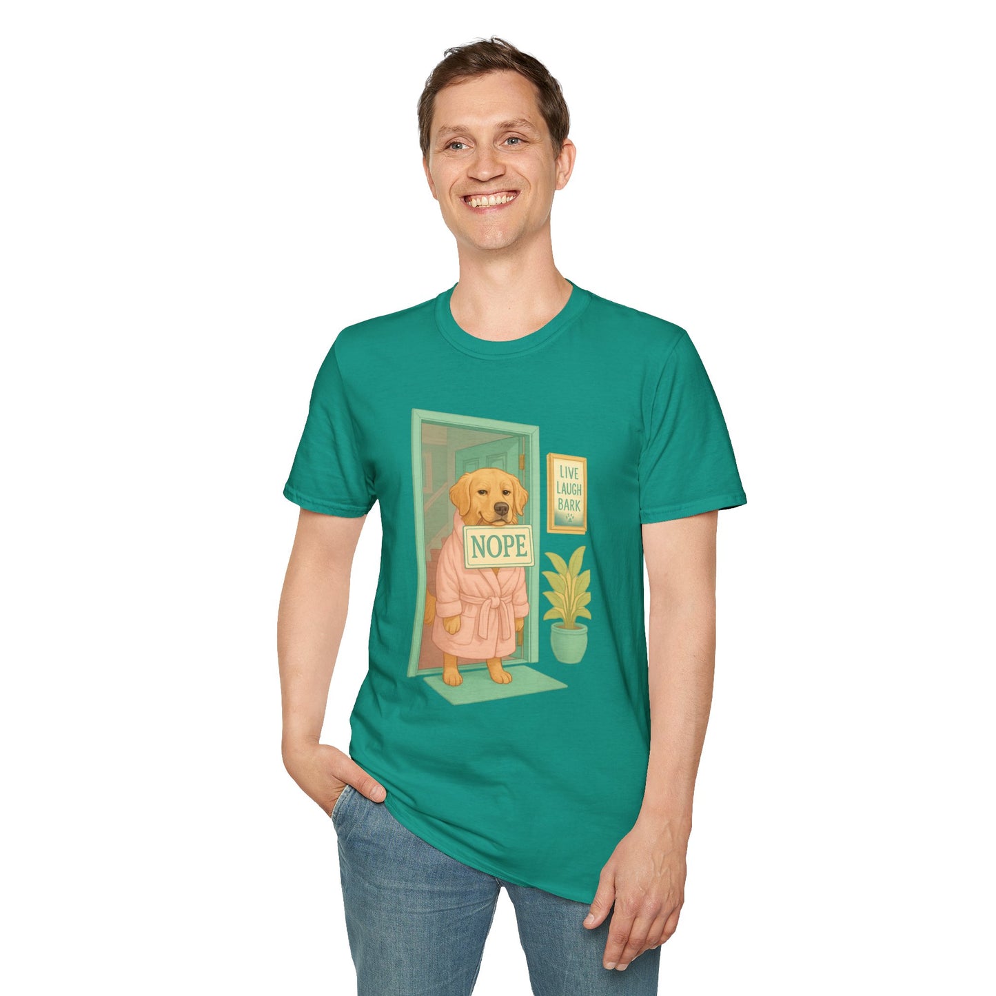 Smug Retriever "NOPE" Tee | Polite but Firm Gatekeeping Vibes, Pet Lover Gift, Animal Humor Tee, Casual Wear, Dog-Themed Apparel