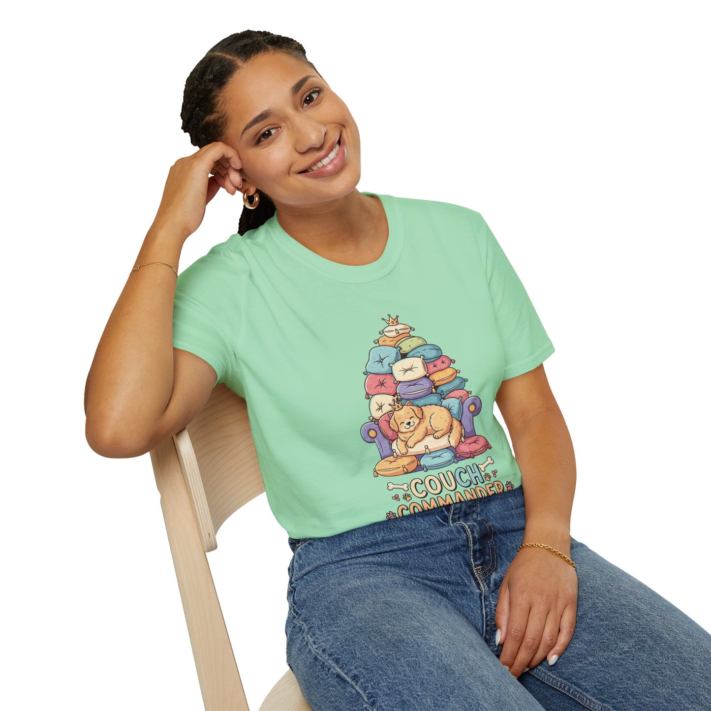 Couch Commander T-Shirt, Funny Pet Lover Tee, Dog Themed Gift, Cozy Everyday Shirt, Humorous Animal Apparel, Relaxation Top