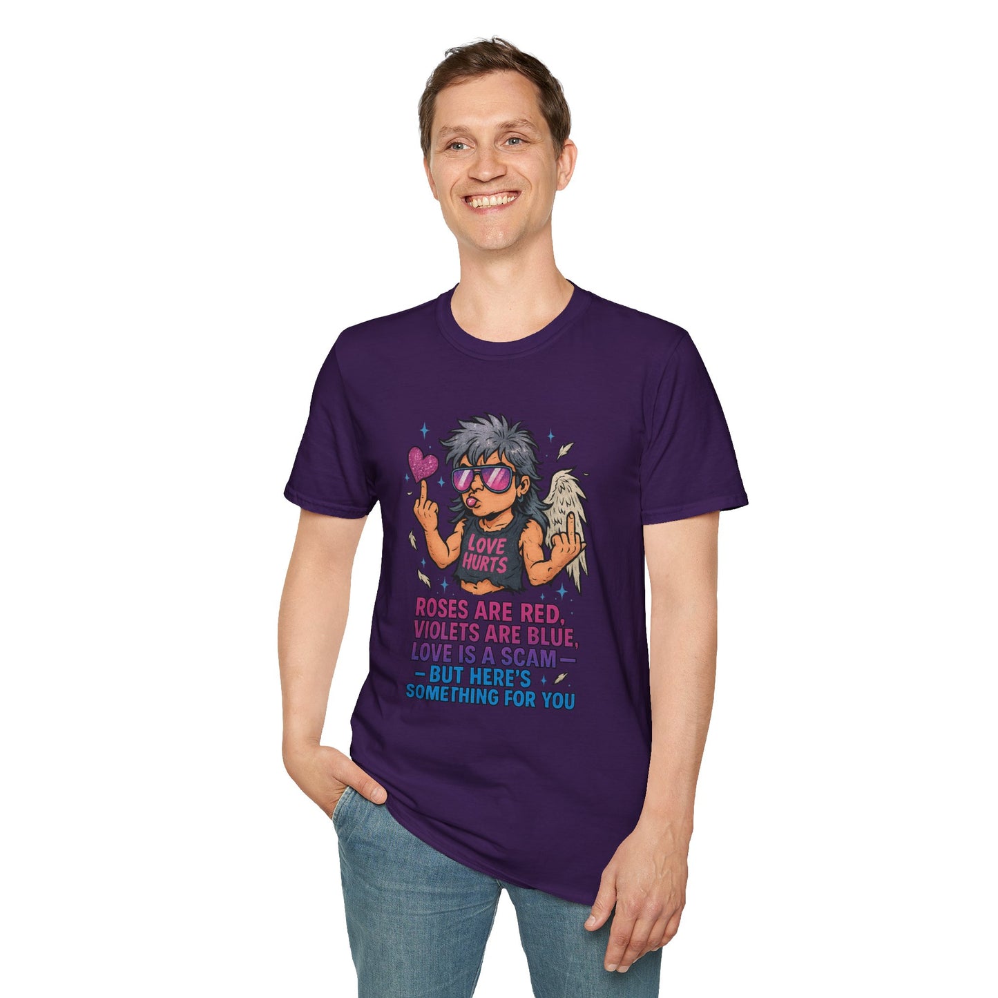 Love Is a Scam | Sarcastic Anti-Valentine's Day Cupid Tee | Funny Unisex T-Shirt