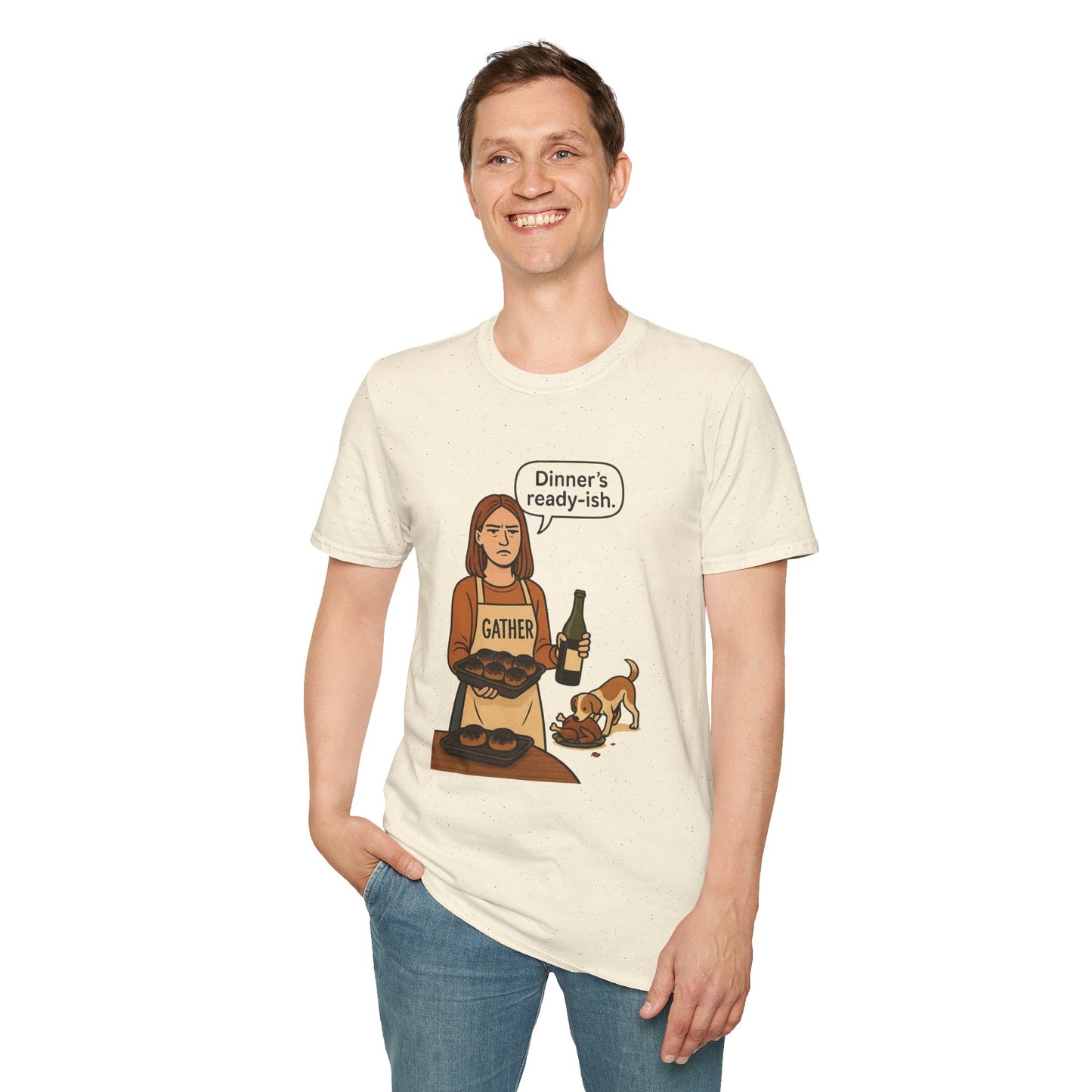 Dinner's Ready-ish | Funny Thanksgiving T-Shirt | Burnt Turkey Tee, Sarcastic Holiday Cooking Shirt, Relatable Family Dinner Humor