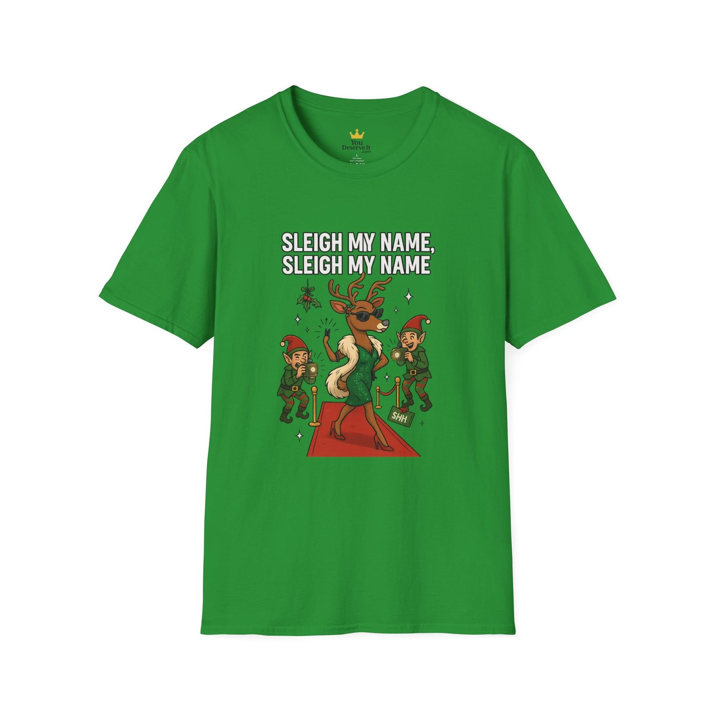 Sleigh My Name Funny Christmas Shirt | Diva Reindeer Holiday Tee | Red Carpet Christmas Party Shirt | Beyonc√© Inspired Xmas Humor