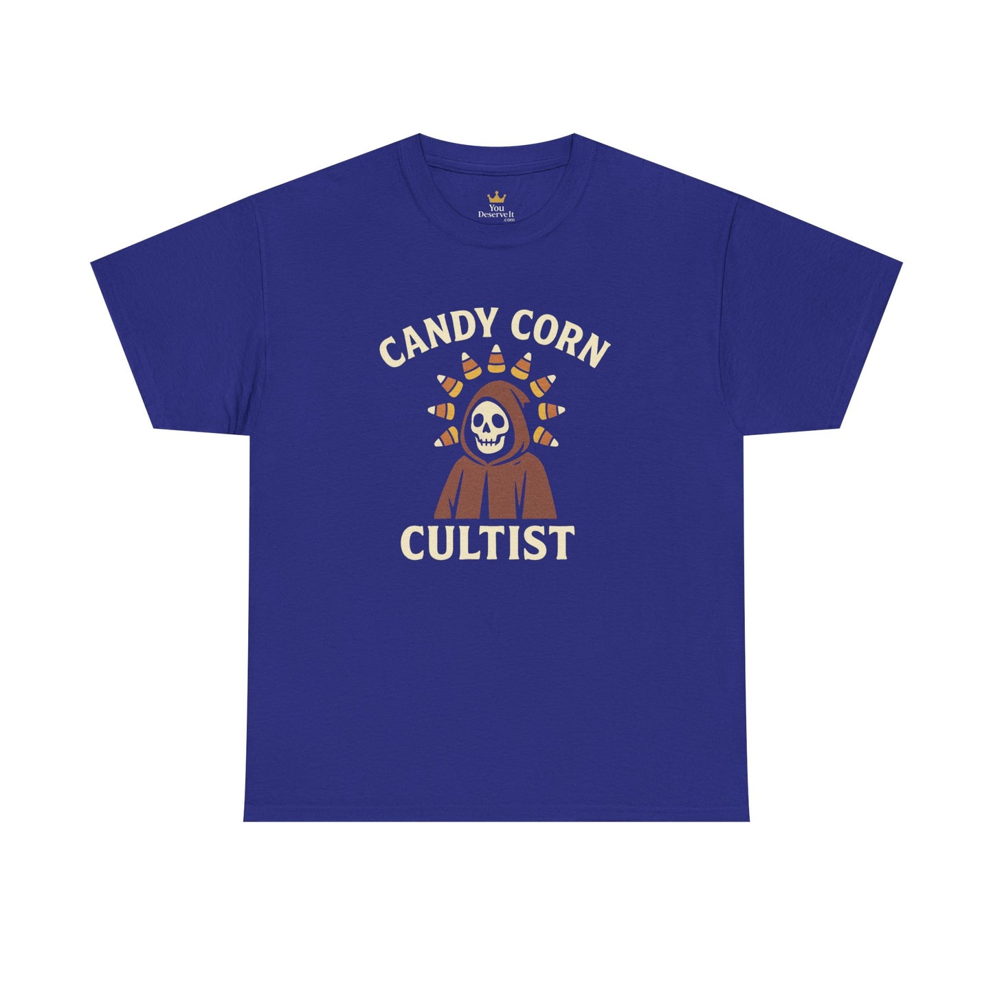 Candy Corn Cultist T-Shirt | Funny Halloween Graphic Tee for Sweet Tooth Fanatics