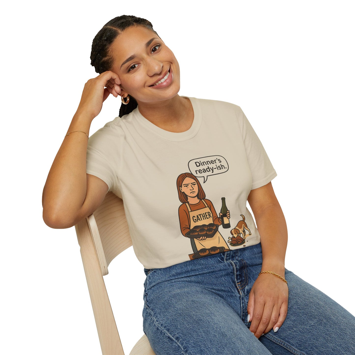 Dinner's Ready-ish | Funny Thanksgiving T-Shirt | Burnt Turkey Tee, Sarcastic Holiday Cooking Shirt, Relatable Family Dinner Humor