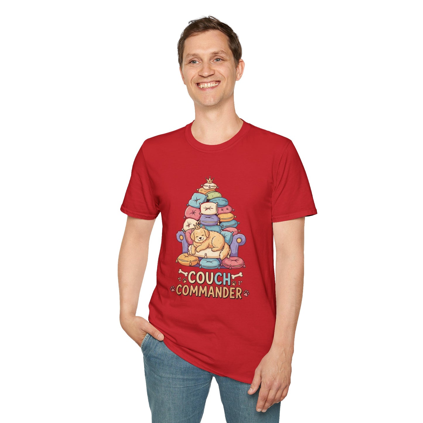 Couch Commander T-Shirt, Funny Pet Lover Tee, Dog Themed Gift, Cozy Everyday Shirt, Humorous Animal Apparel, Relaxation Top