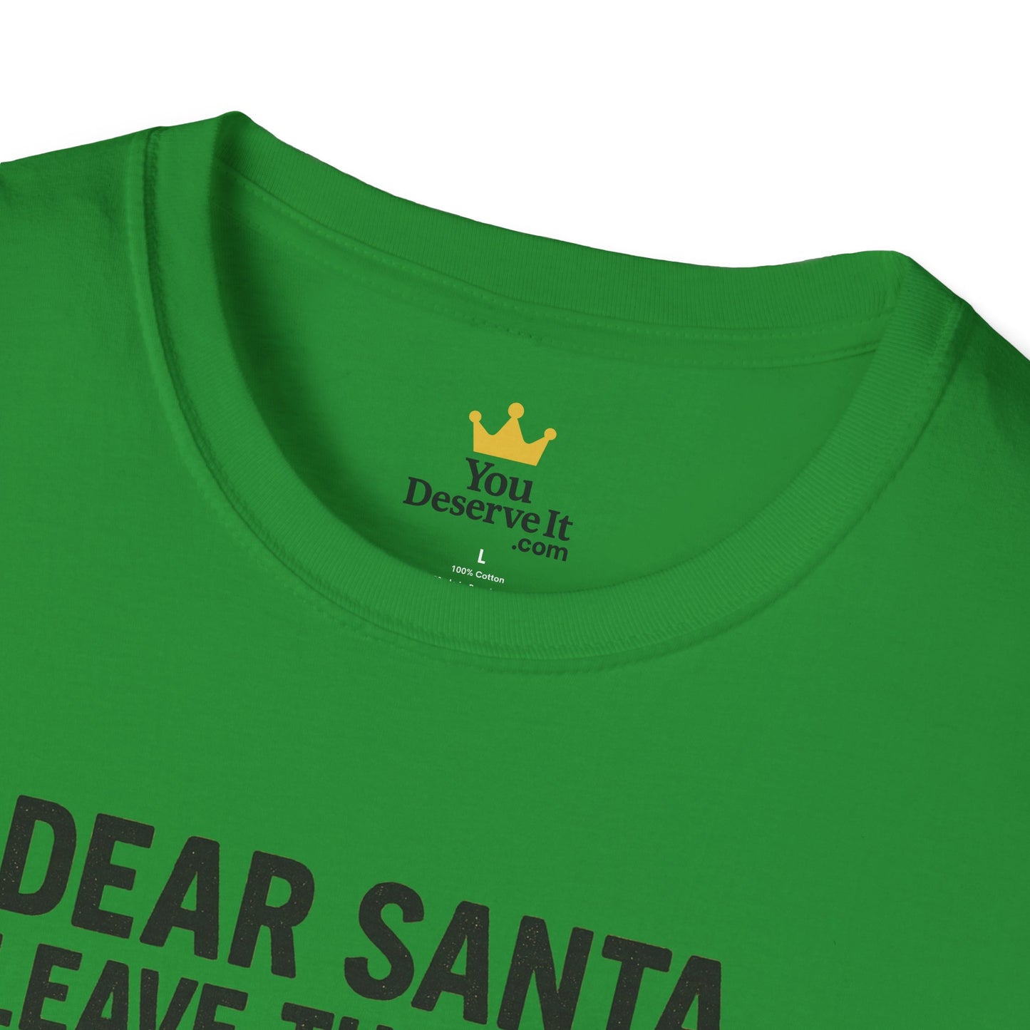Dear Santa Leave the Gifts Shirt | Funny Christmas Pajama Tee | Sass & Snacks Holiday Graphic | Caffeine Cash Emotional Support T-Shirt