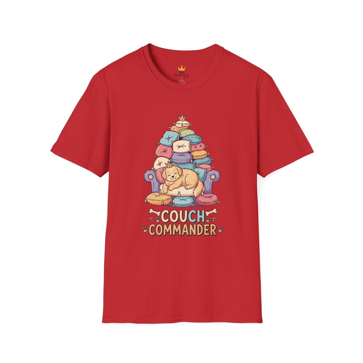Couch Commander T-Shirt, Funny Pet Lover Tee, Dog Themed Gift, Cozy Everyday Shirt, Humorous Animal Apparel, Relaxation Top