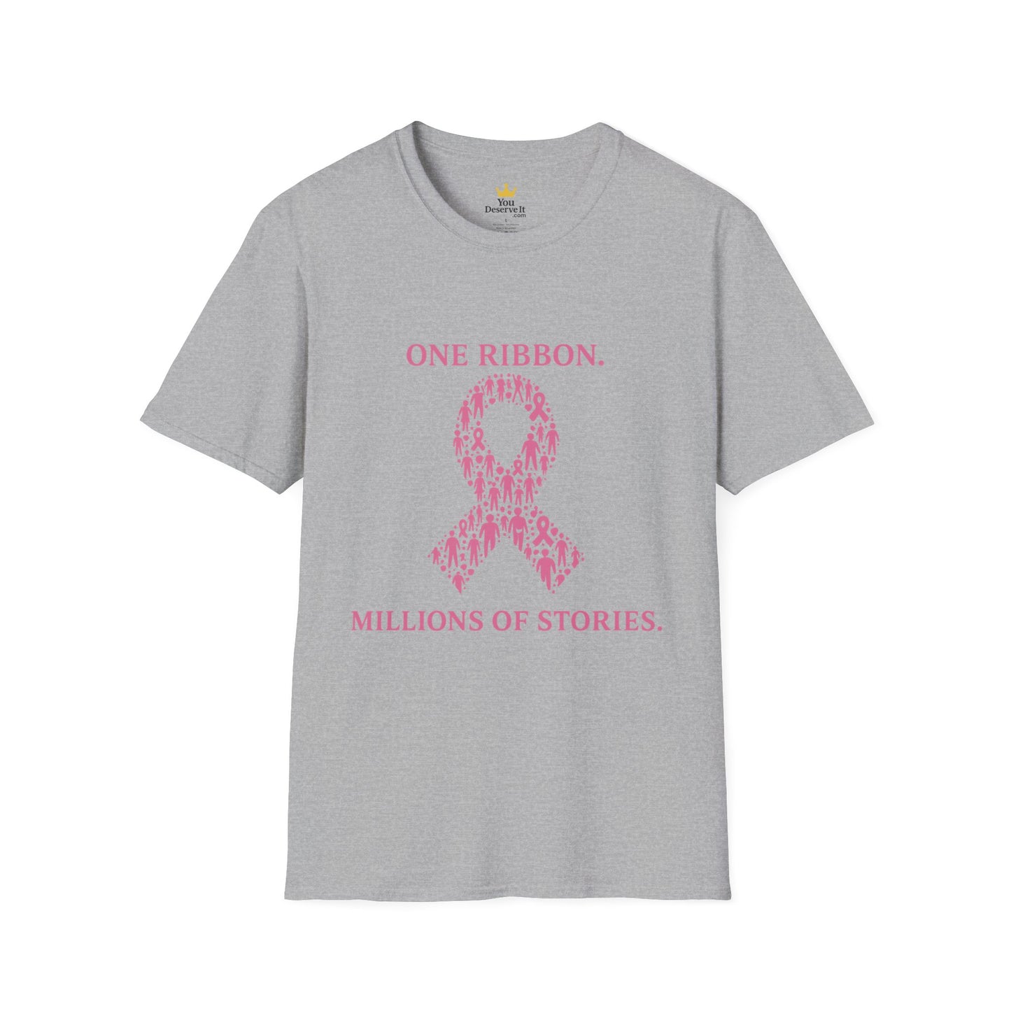 One Ribbon Millions of Stories Shirt | Breast Cancer Awareness Tee with People Silhouette Ribbon
