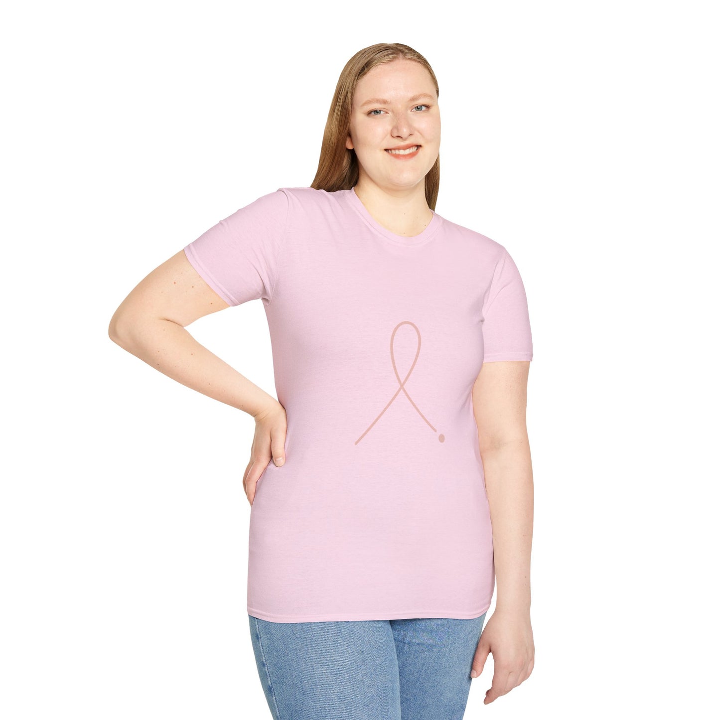 Minimalist Pink Ribbon Dot Shirt | Breast Cancer Awareness Tee with Subtle Symbol