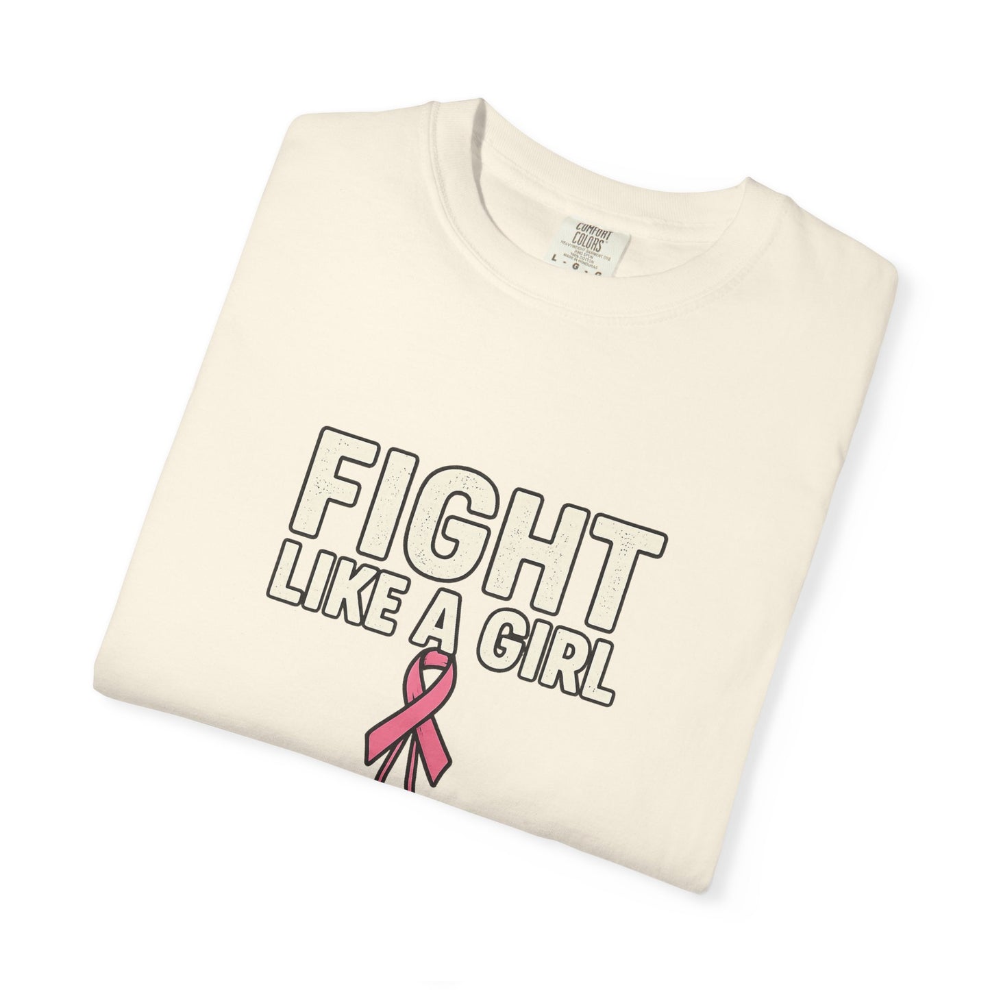 Garment-Dyed T-shirt - Fight Like a Girl Pink Ribbon Boxing Gloves