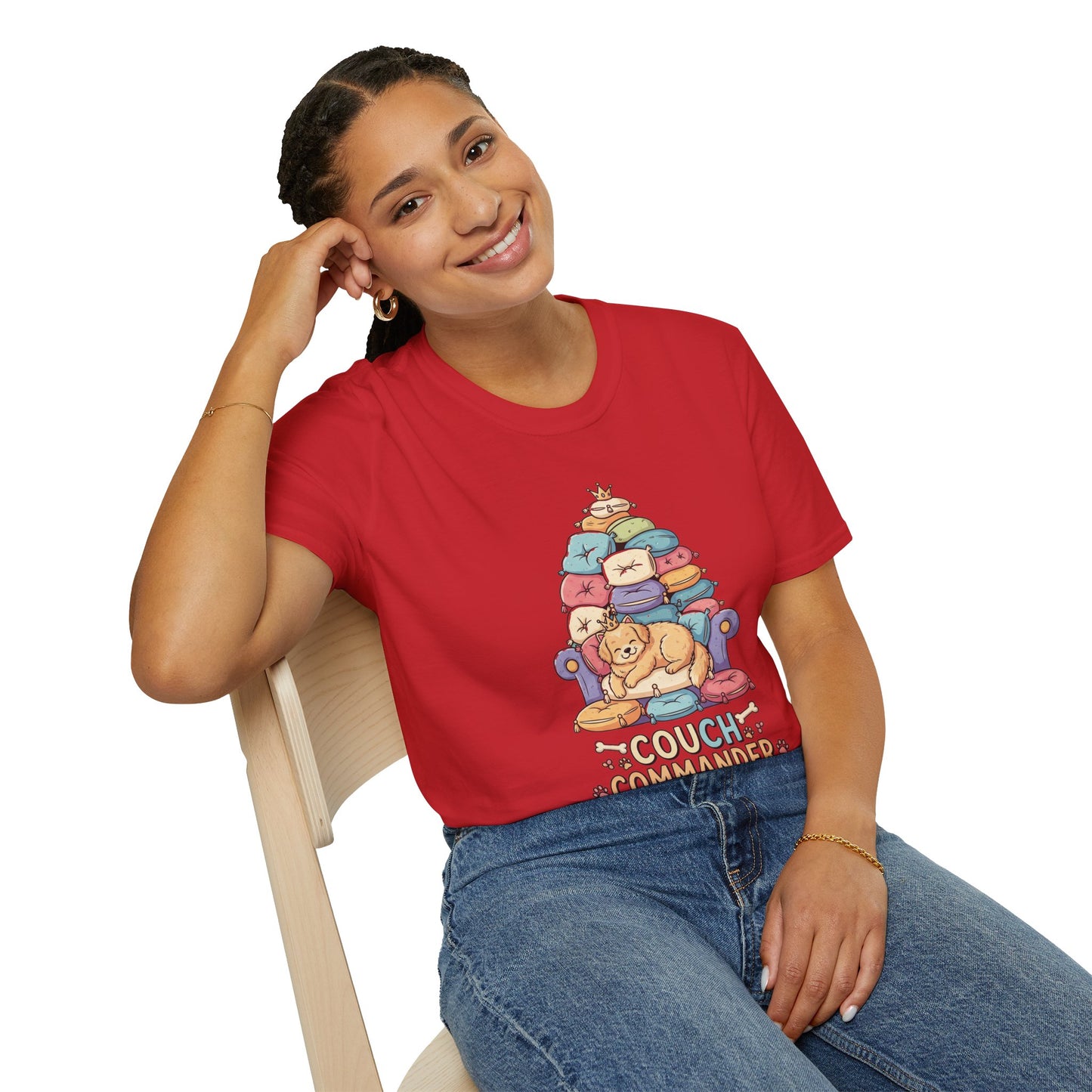 Couch Commander T-Shirt, Funny Pet Lover Tee, Dog Themed Gift, Cozy Everyday Shirt, Humorous Animal Apparel, Relaxation Top