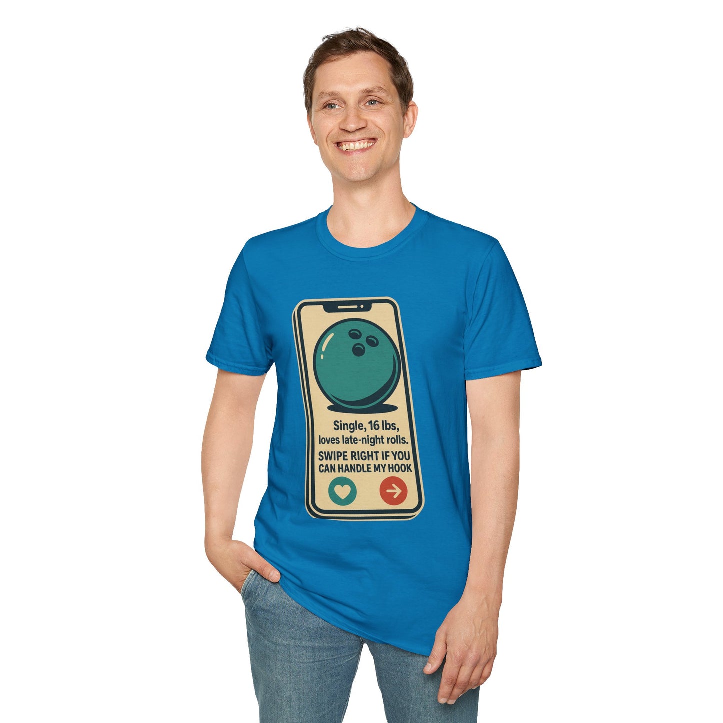 Bowling Ball Dating Profile Funny T-Shirt | Swipe Right If You Can Handle My Hook