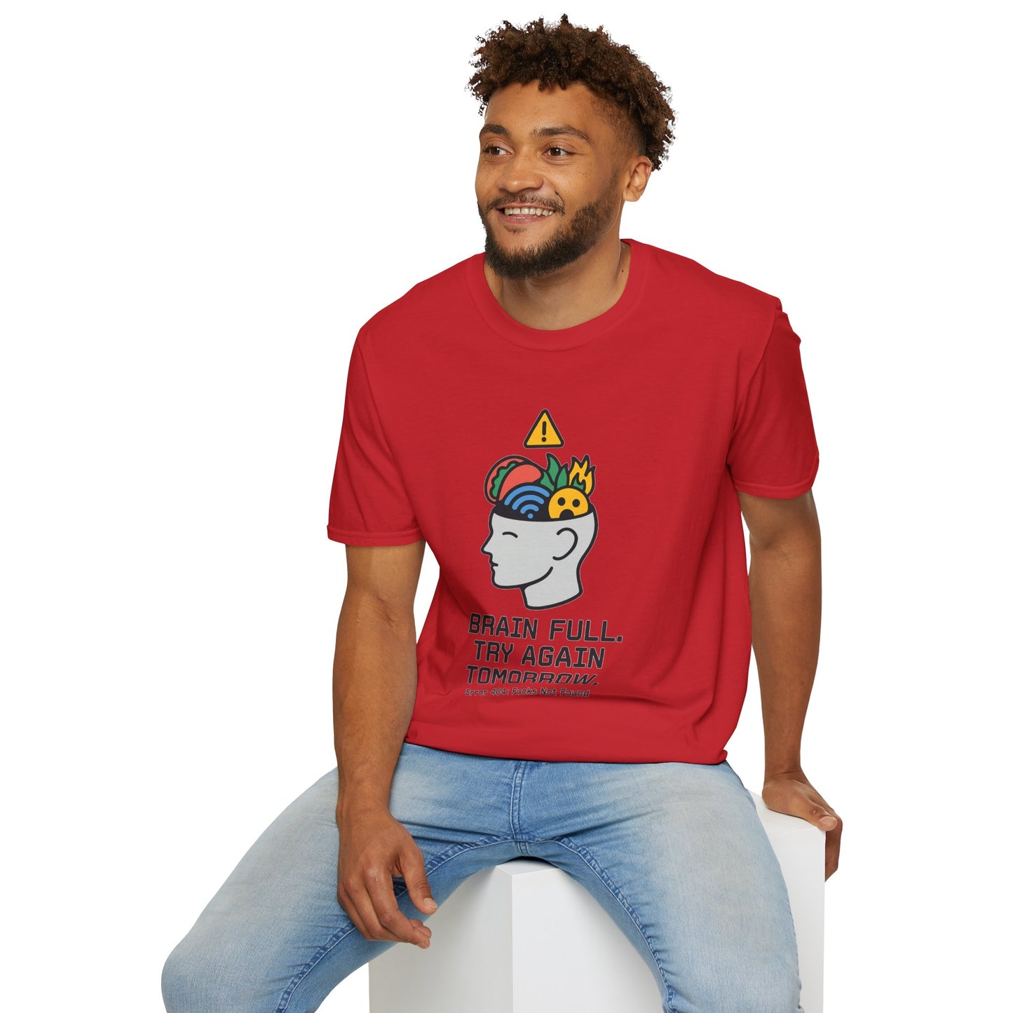 Brain Full Error T-Shirt – Funny Tech Nerd Graphic Tee for Overworked Minds