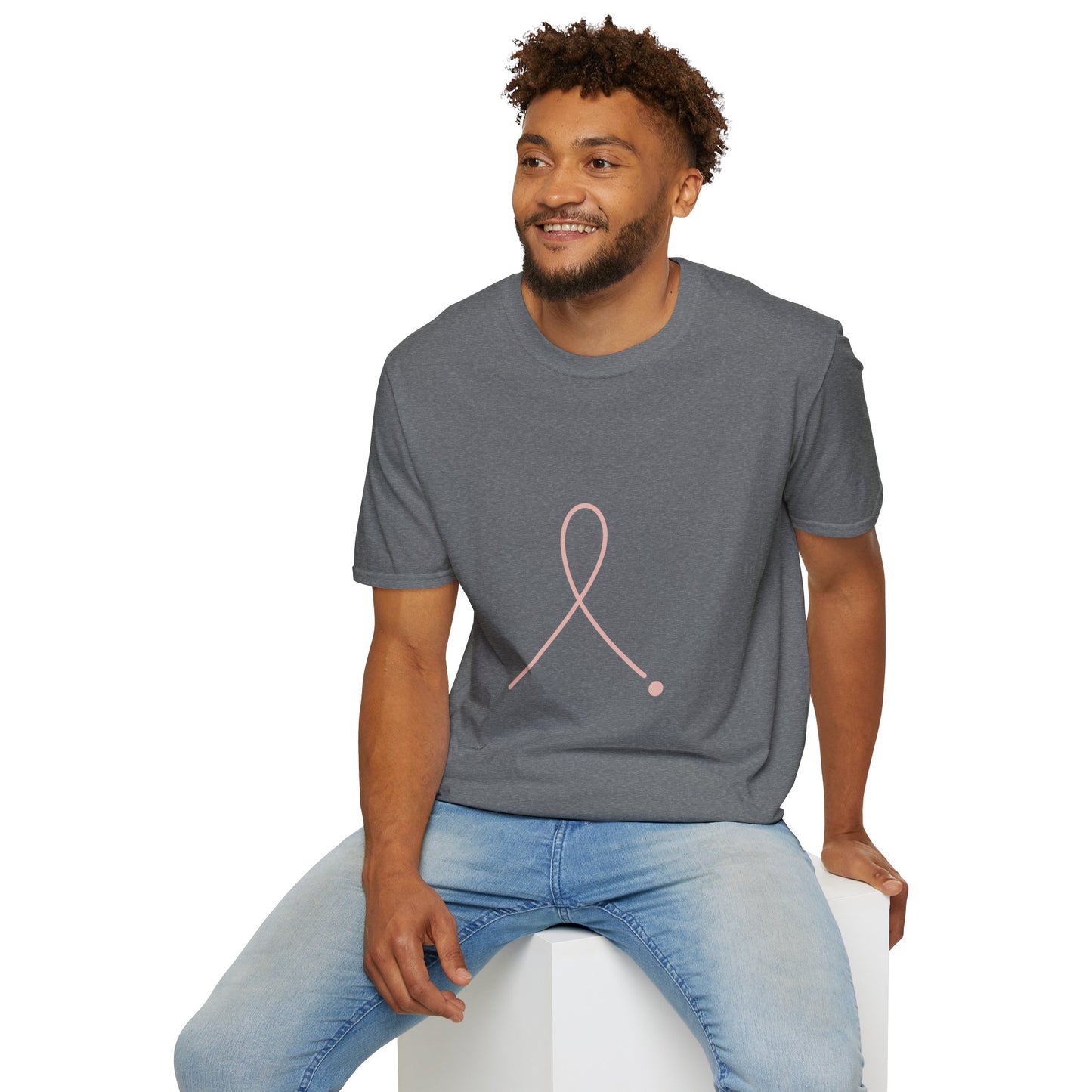 Minimalist Pink Ribbon Dot Shirt | Breast Cancer Awareness Tee with Subtle Symbol