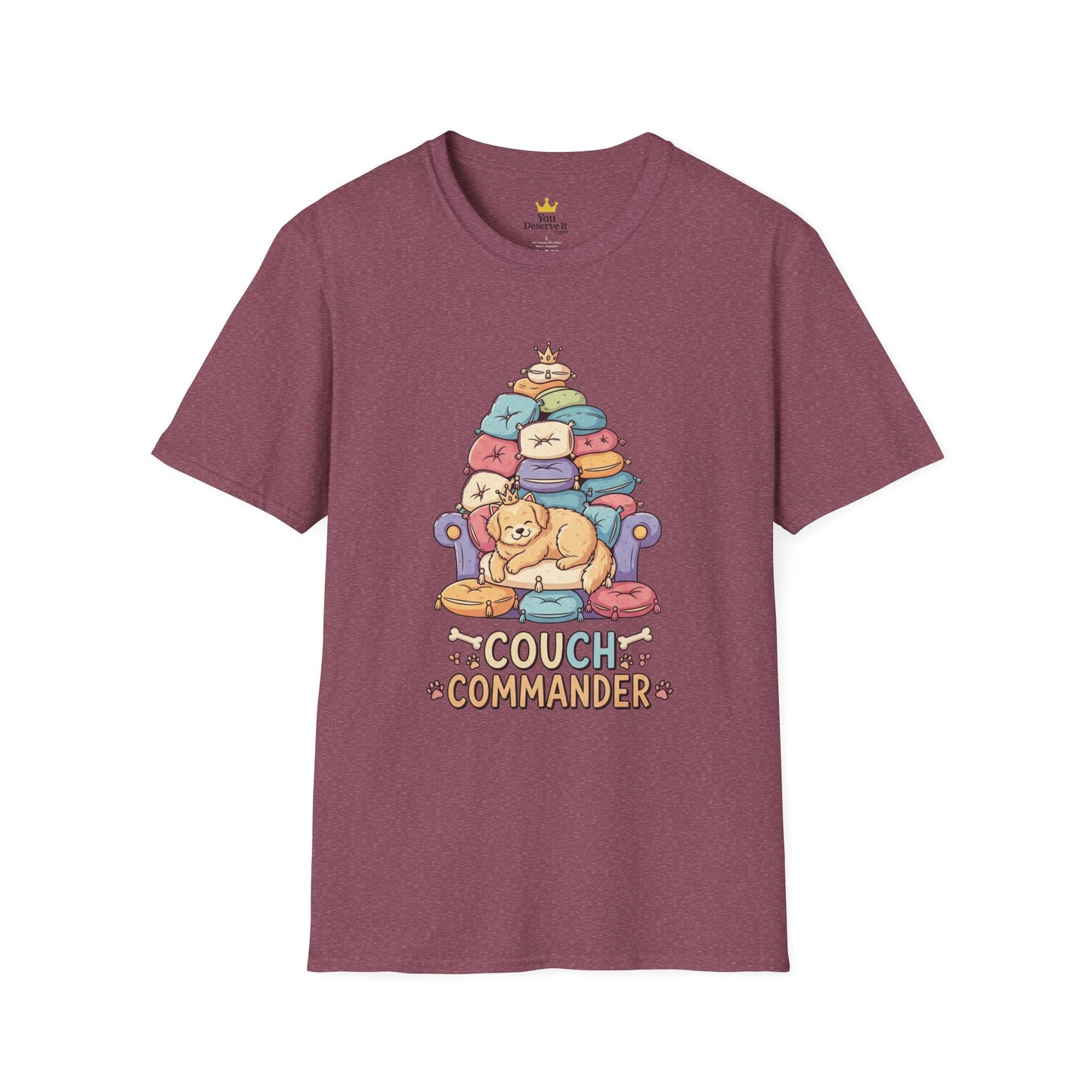 Couch Commander T-Shirt, Funny Pet Lover Tee, Dog Themed Gift, Cozy Everyday Shirt, Humorous Animal Apparel, Relaxation Top