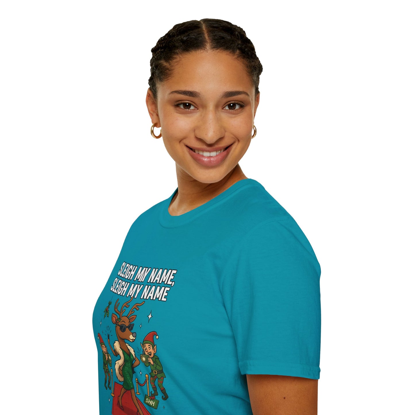 Sleigh My Name Funny Christmas Shirt | Diva Reindeer Holiday Tee | Red Carpet Christmas Party Shirt | Beyonc√© Inspired Xmas Humor