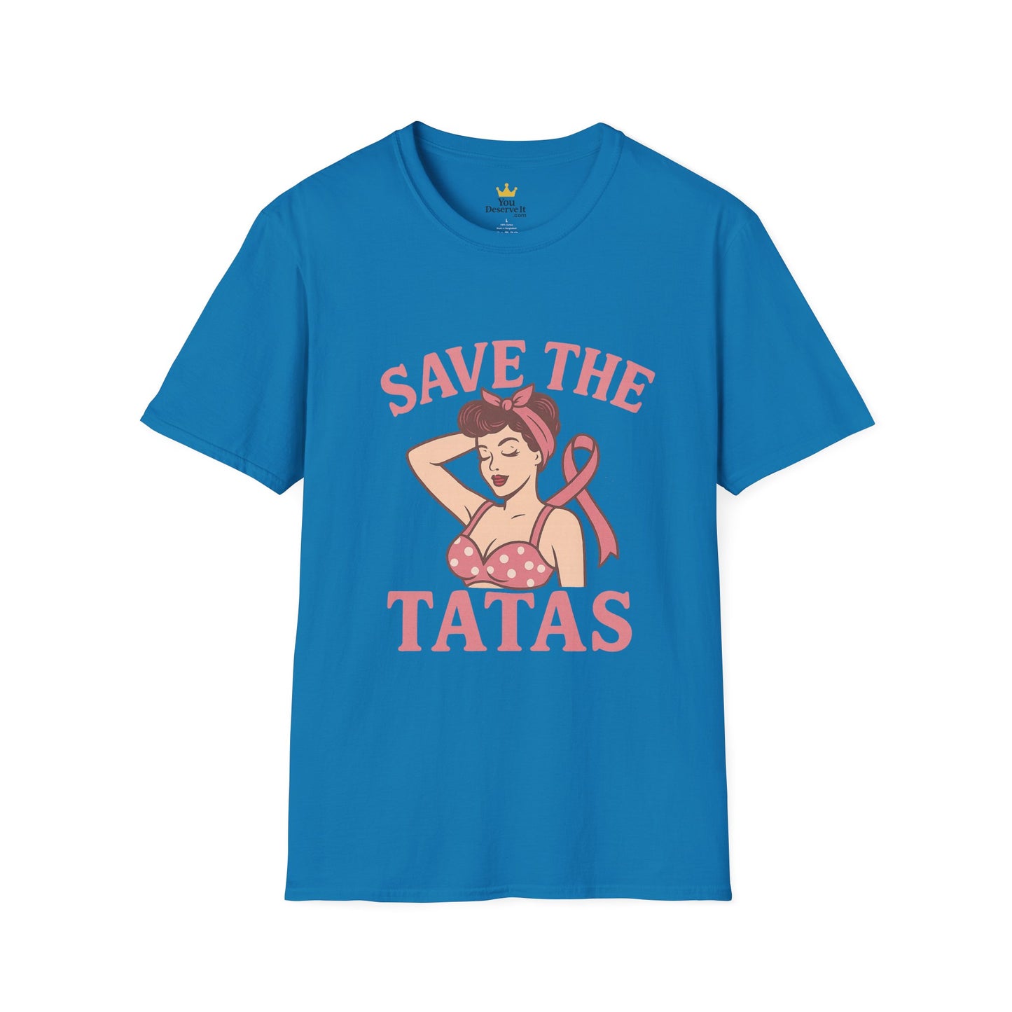 Save the Tatas Shirt | Retro Pin-Up Breast Cancer Awareness Tee with Pink Ribbon