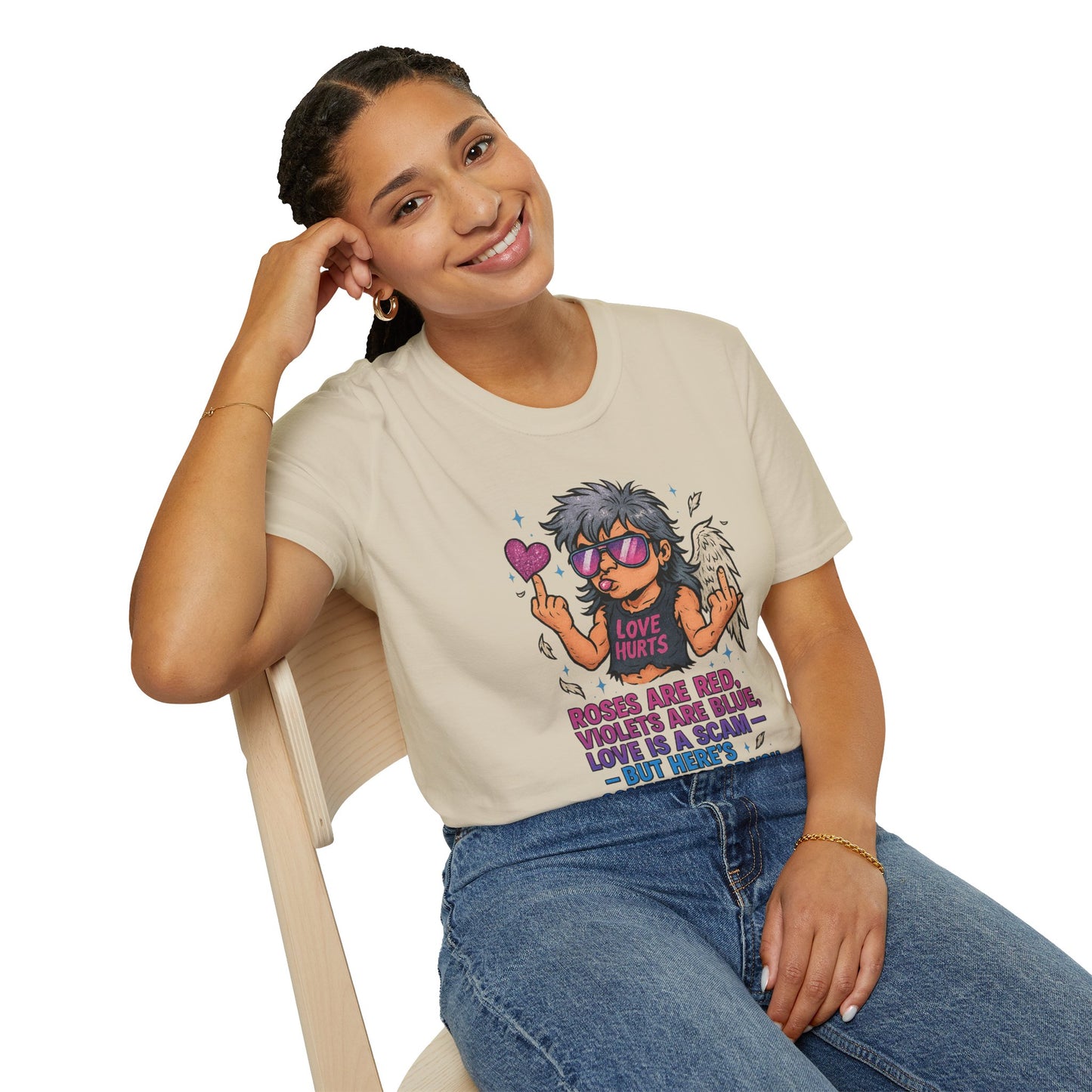 Love Is a Scam | Sarcastic Anti-Valentine's Day Cupid Tee | Funny Unisex T-Shirt