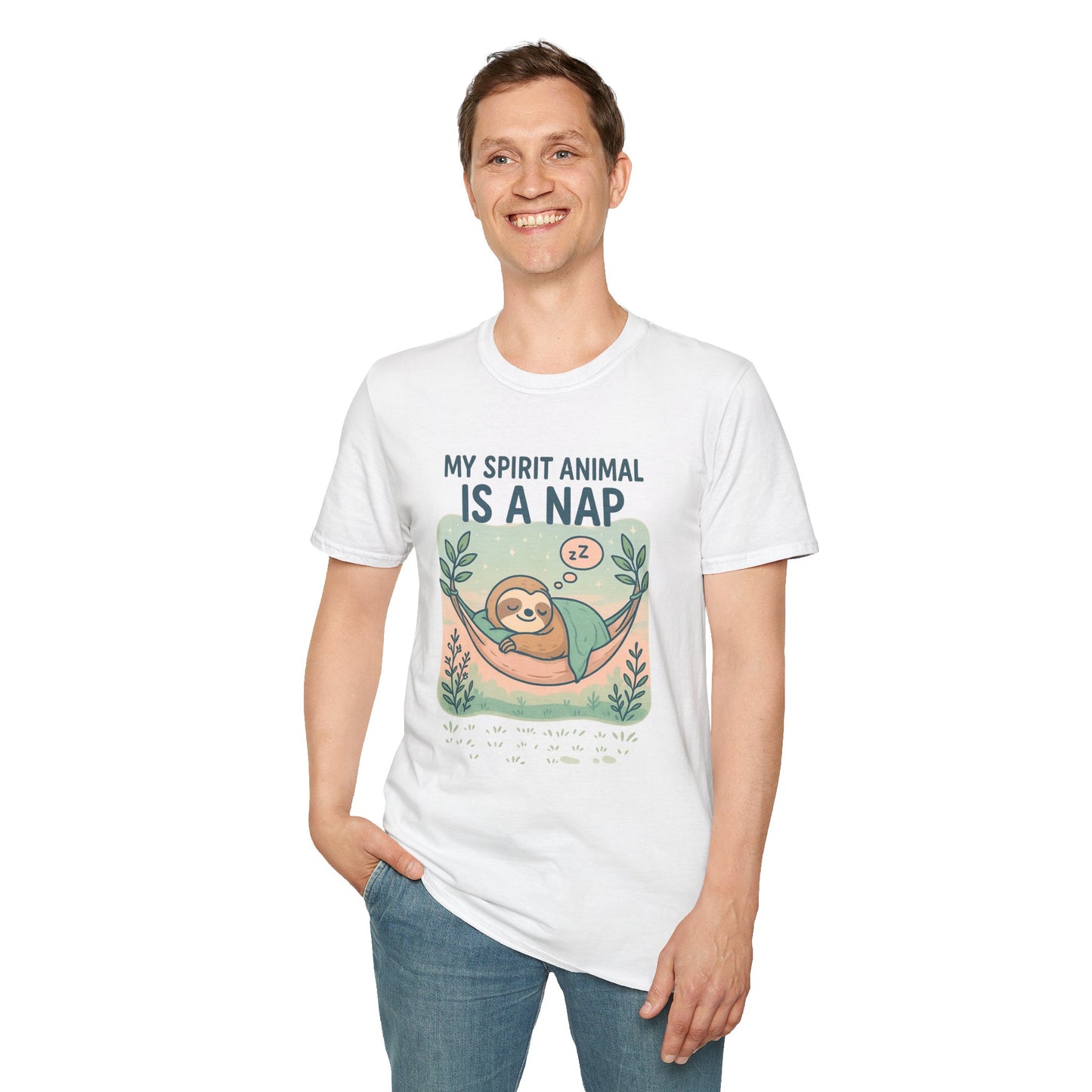 My Spirit Animal Is a Nap T-Shirt | Cute Sleepy Sloth in Hammock Design