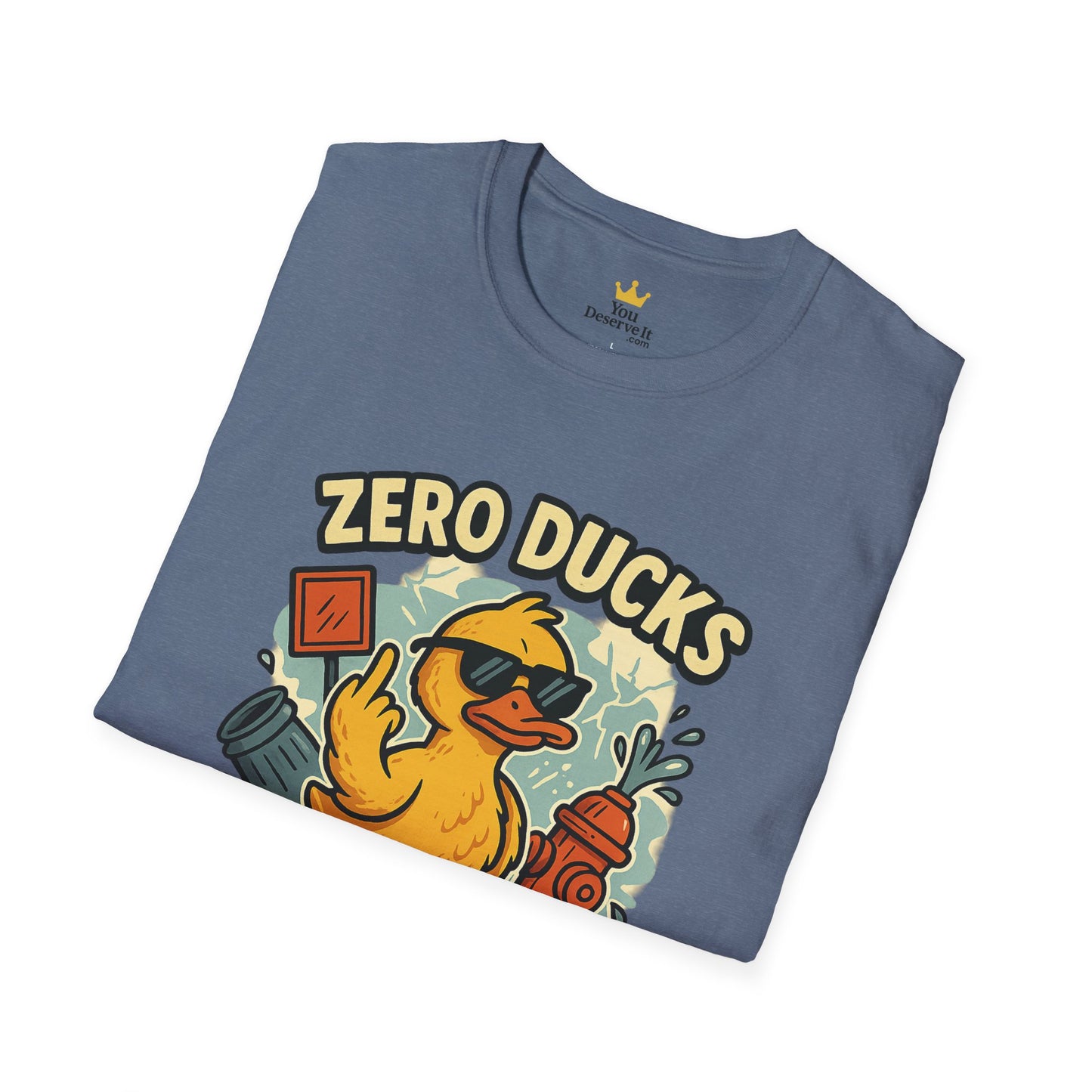 Zero Ducks Given T-Shirt | Funny Sarcastic Duck Flipping Off Graphic Tee