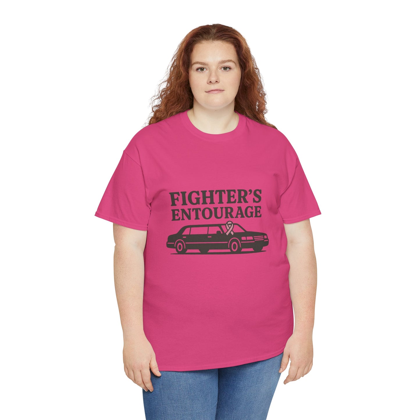 Fighter's Entourage Shirt | Breast Cancer Awareness Tee with Limo and Ribbon Design