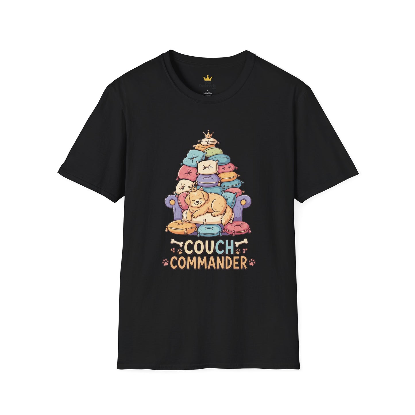 Couch Commander T-Shirt, Funny Pet Lover Tee, Dog Themed Gift, Cozy Everyday Shirt, Humorous Animal Apparel, Relaxation Top