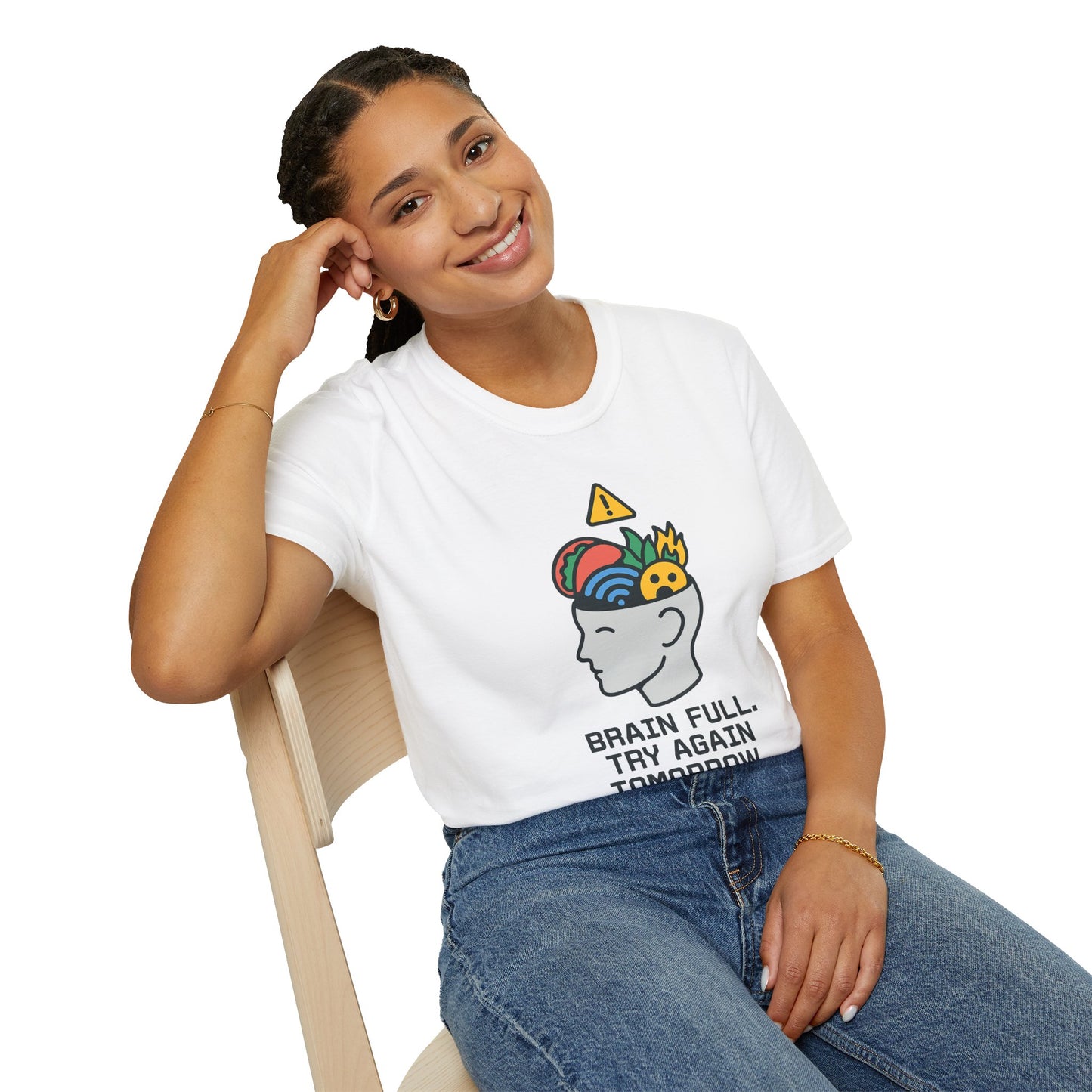 Brain Full Error T-Shirt – Funny Tech Nerd Graphic Tee for Overworked Minds