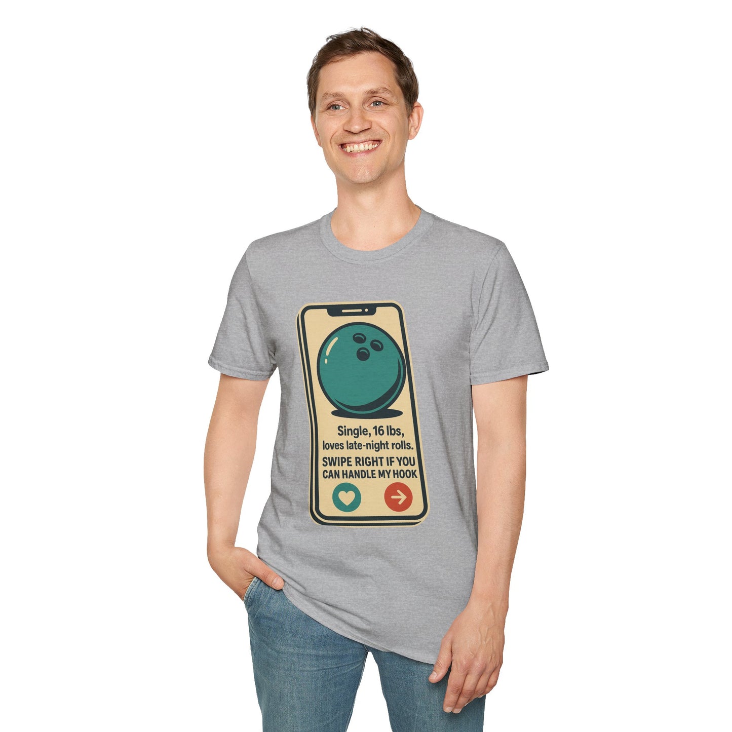 Bowling Ball Dating Profile Funny T-Shirt | Swipe Right If You Can Handle My Hook