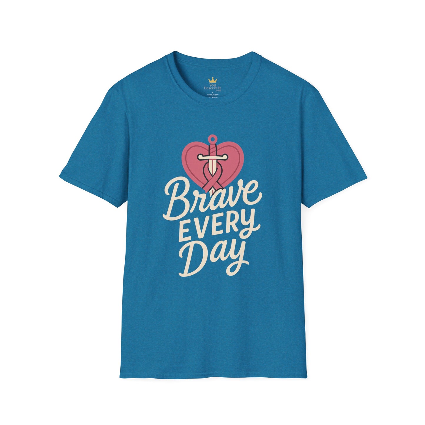 Brave Every Day Shirt | Breast Cancer Awareness Tee with Sword & Ribbon Heart