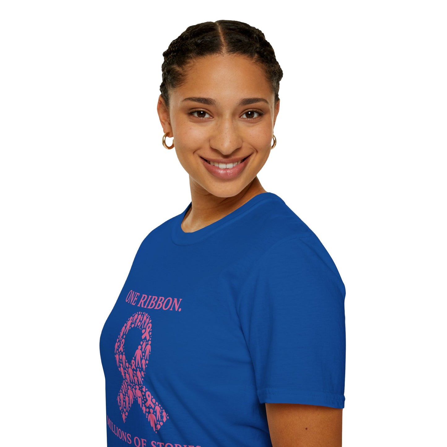One Ribbon Millions of Stories Shirt | Breast Cancer Awareness Tee with People Silhouette Ribbon