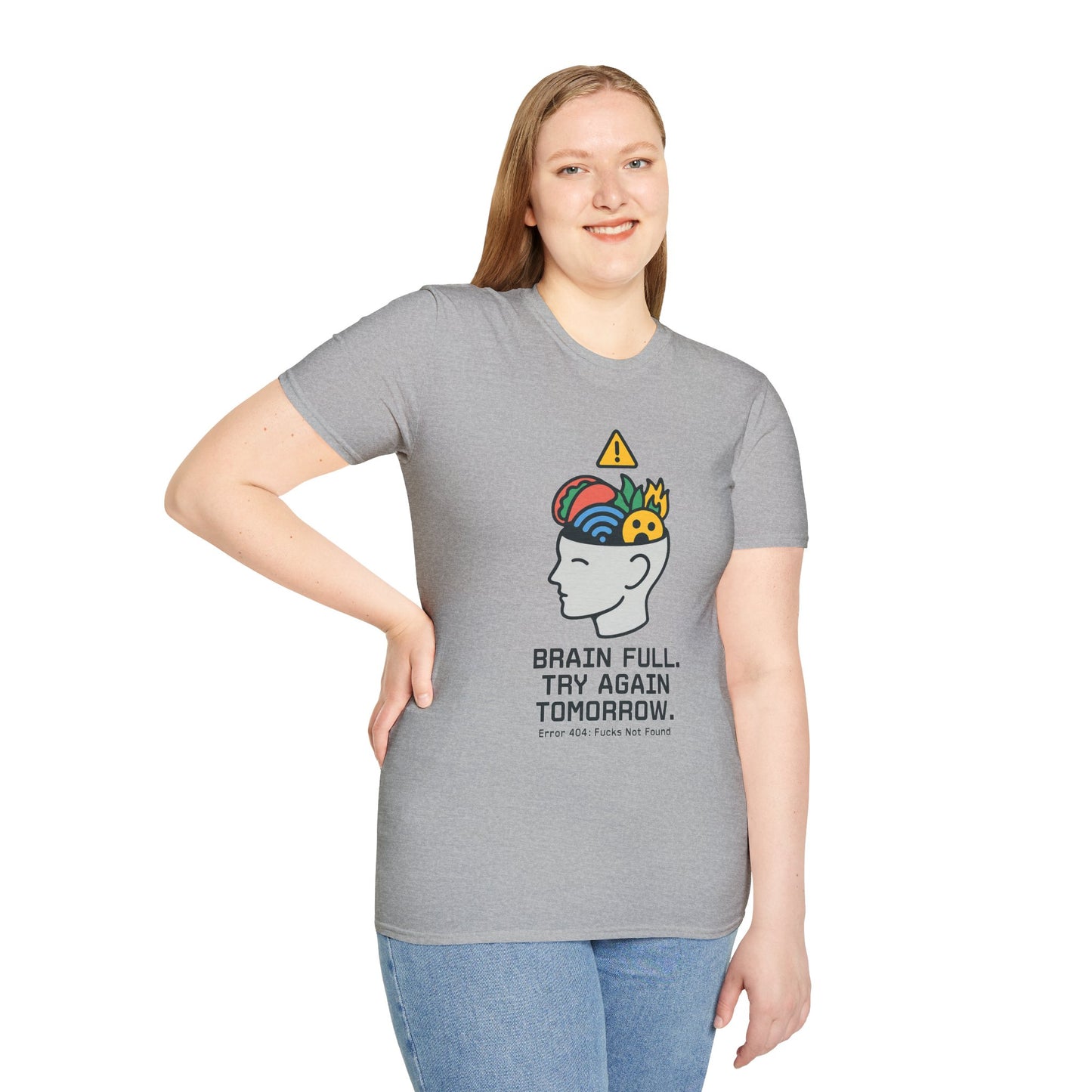Brain Full Error T-Shirt – Funny Tech Nerd Graphic Tee for Overworked Minds