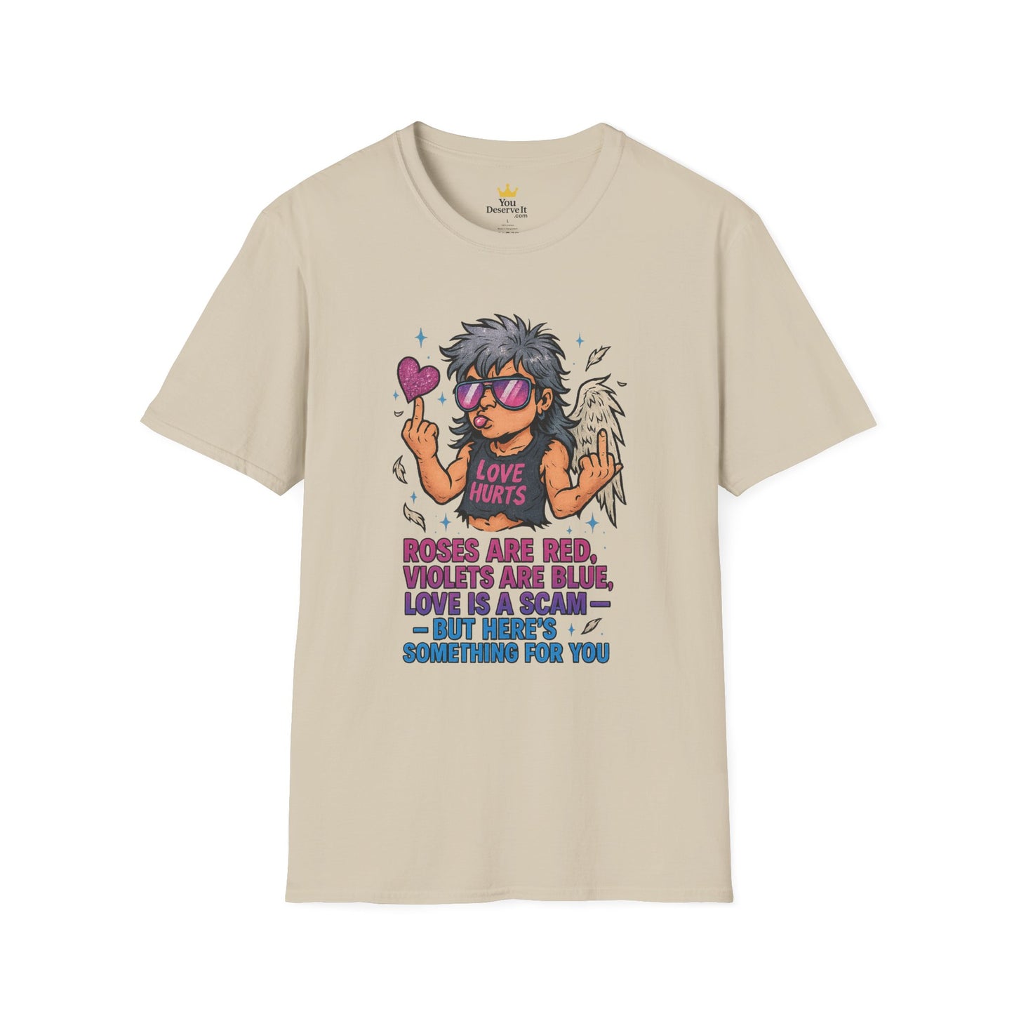 Love Is a Scam | Sarcastic Anti-Valentine's Day Cupid Tee | Funny Unisex T-Shirt