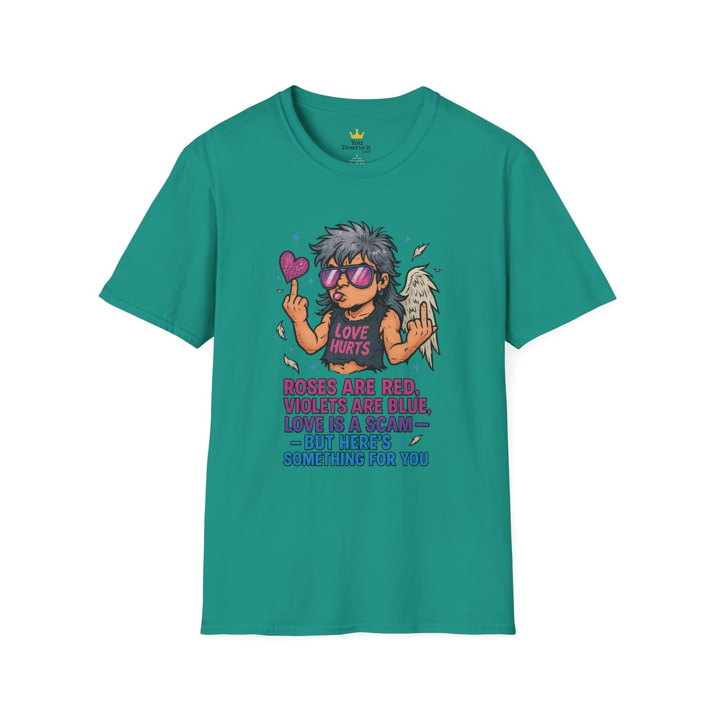 Love Is a Scam | Sarcastic Anti-Valentine's Day Cupid Tee | Funny Unisex T-Shirt