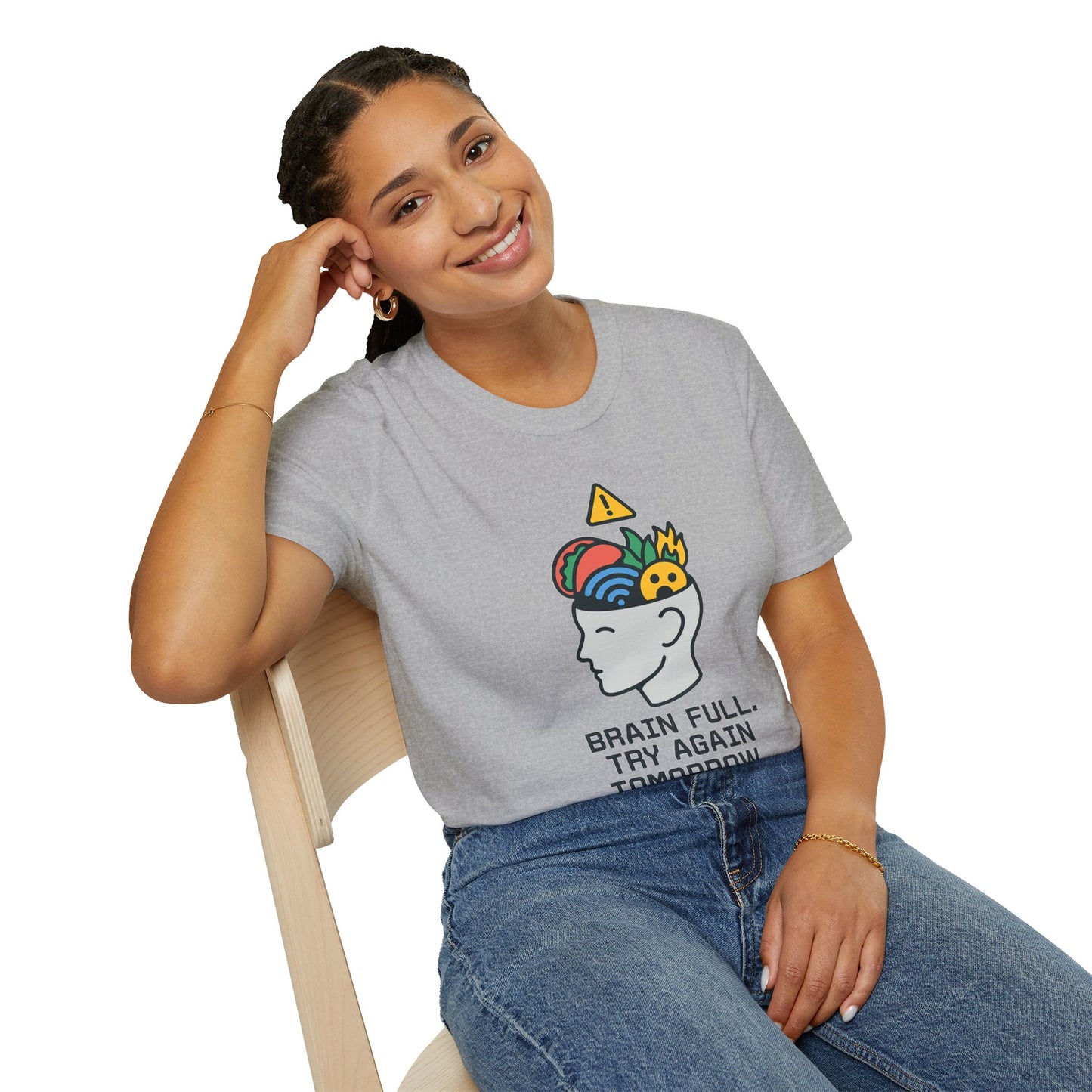 Brain Full Error T-Shirt – Funny Tech Nerd Graphic Tee for Overworked Minds