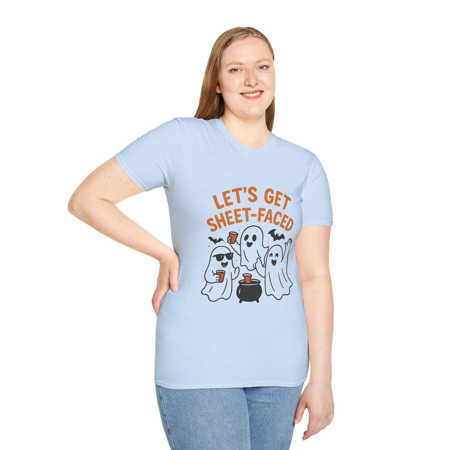 Let's Get Sheet-Faced Ghost Shirt | Funny Halloween Drinking Party Tee